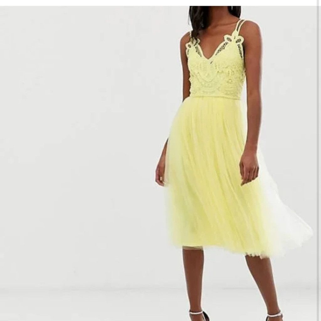 Asos ASOS Yellow Sweetheart Neck Sundress Midi Size M / US 6-8 / IT 42-44 - 13 Thumbnail