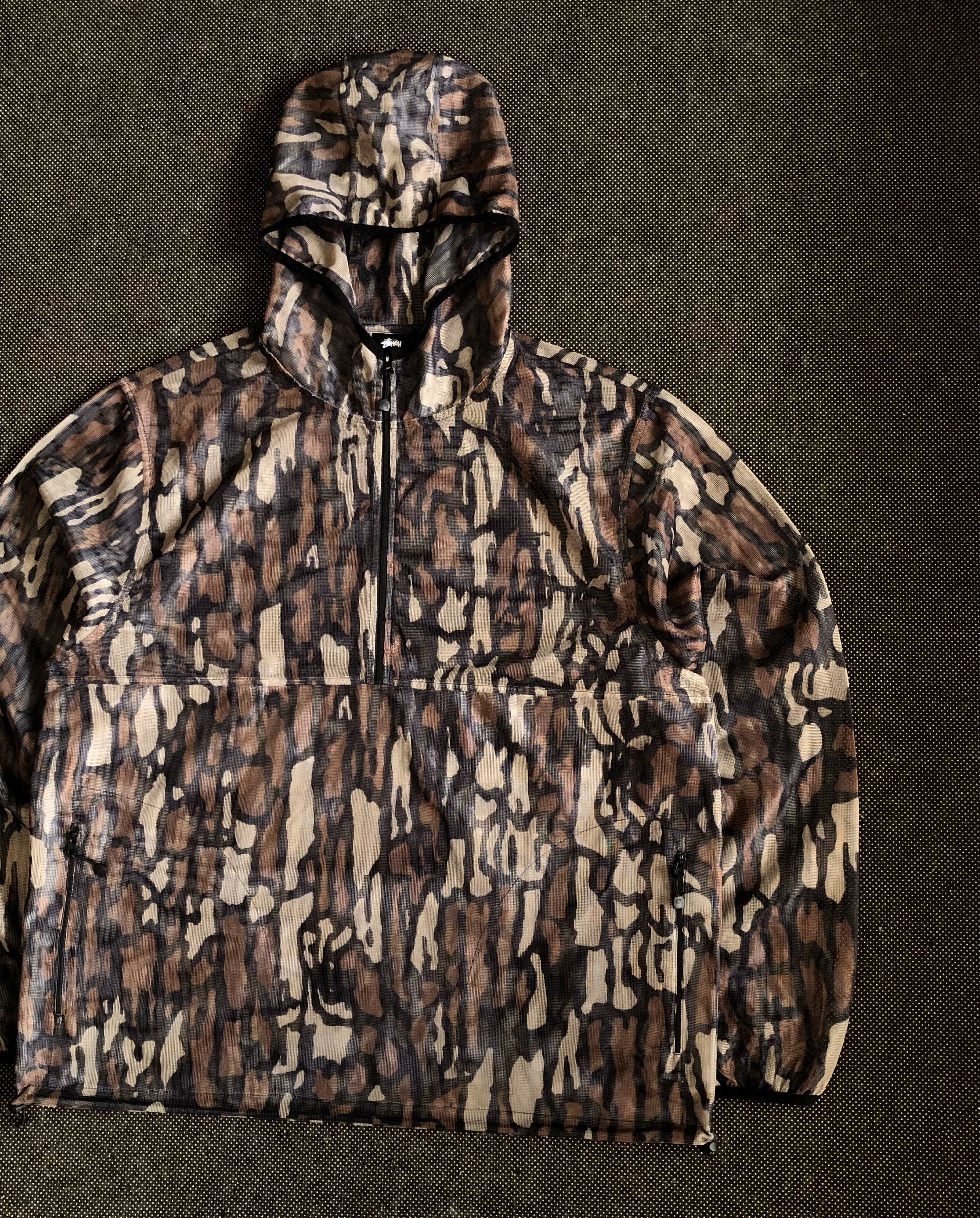 Stussy RARE🔥SS19 TREE BARK CAMO POLY-MESH 1/2 ZIP PULLOVER Size US XL / EU 56 / 4 - 8 Thumbnail