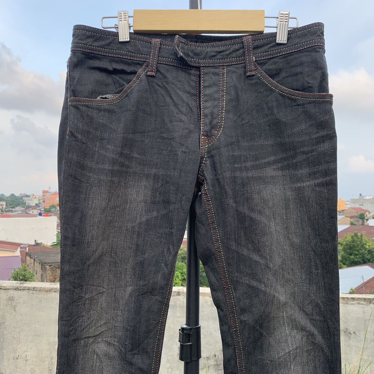 If Six Was Nine × Japanese Brand 💥Flare💥90s Schlussel Stretch mark Wolf Washed faded jean Size US 33 - 3 Thumbnail