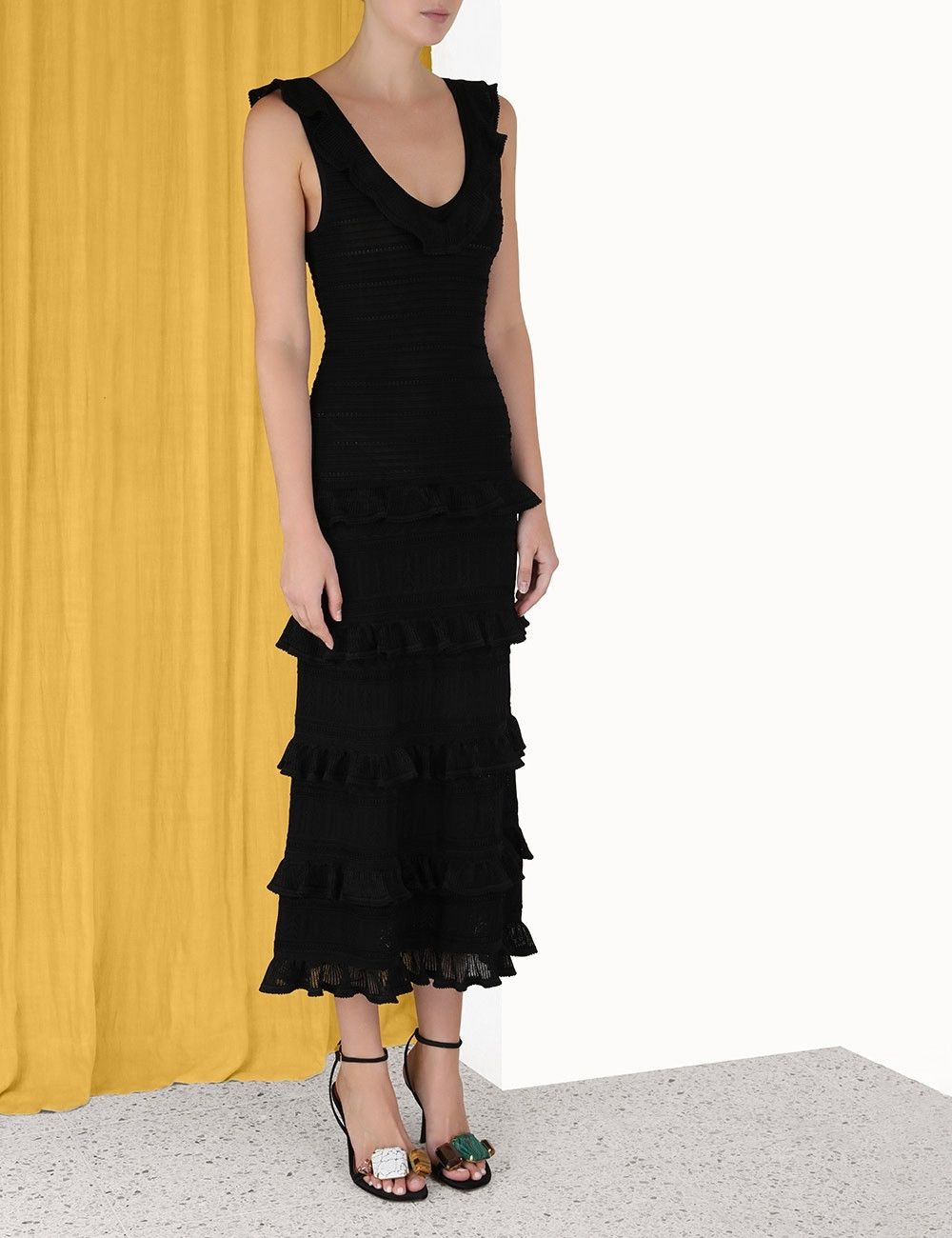 Zimmermann oc11z0425 Luminosity Ruffle Tank Dress in Black Size M / US 6-8 / IT 42-44 - 5 Thumbnail