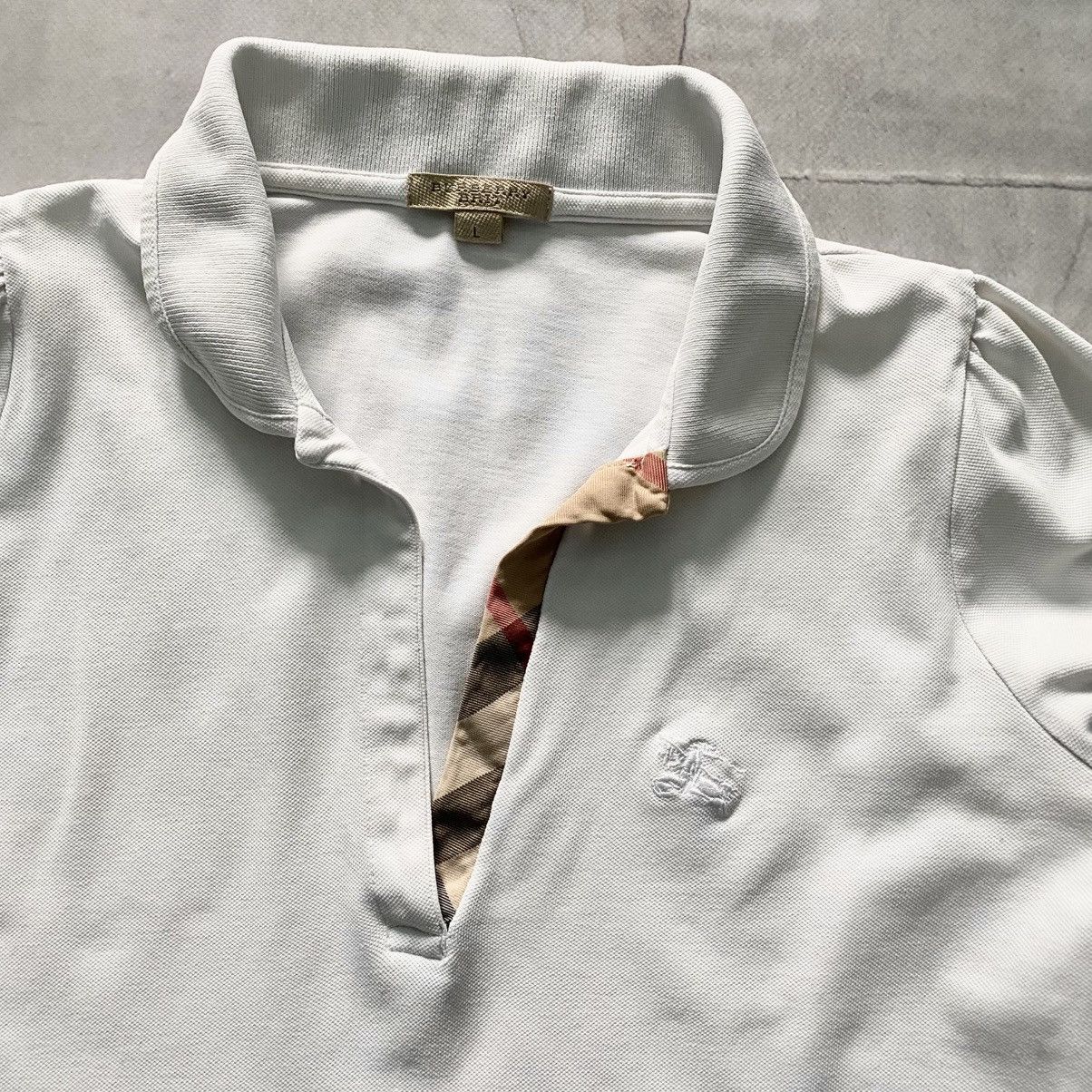 Burberry × Designer × Vintage Vintage Burberry Small Logo Polo T-shirt Nova Check Size L / US 10 / IT 46 - 2 Thumbnail