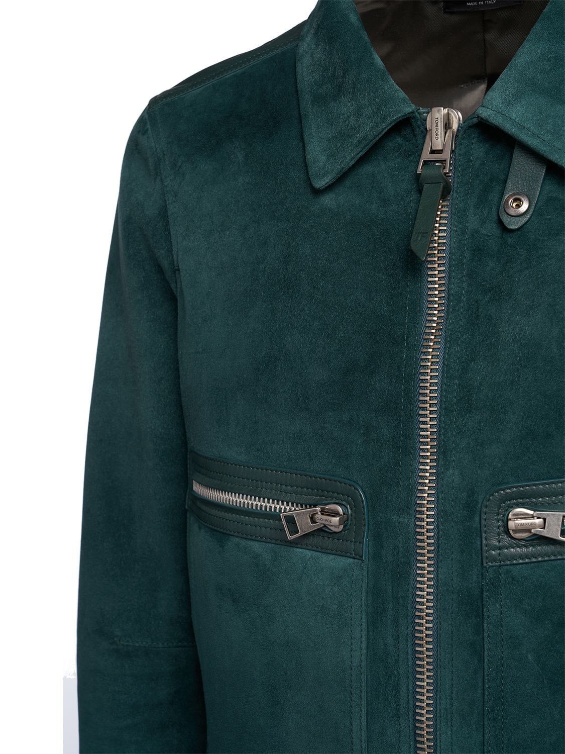 Tom Ford o1w1db10124 Brushed Suede Blouson Jacket in Dark Teal Size US M / EU 48-50 / 2 - 3 Thumbnail