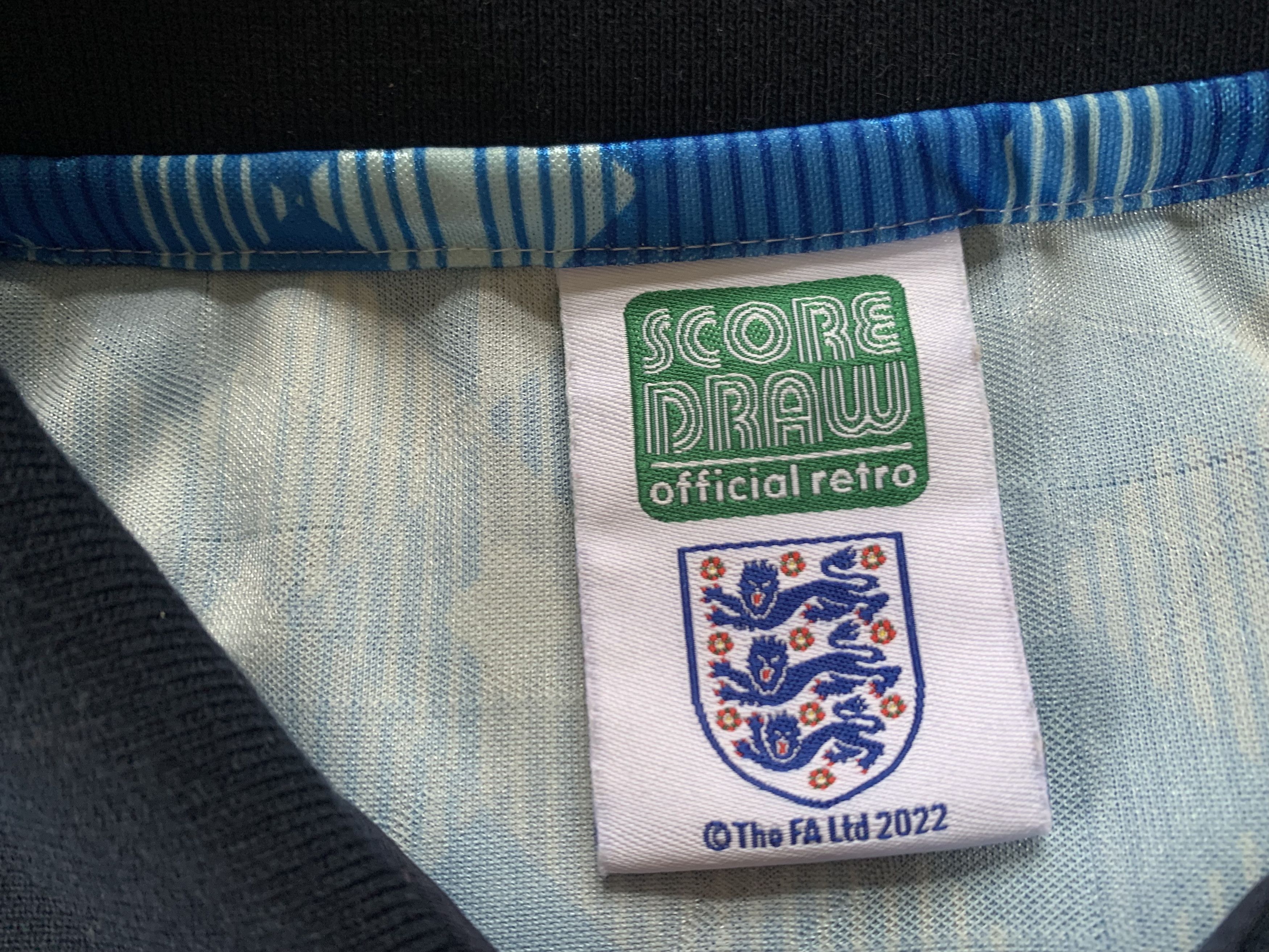 Vintage Score Draw England Licensed Retro Football Shirt Jersey Size US L / EU 52-54 / 3 - 6 Thumbnail
