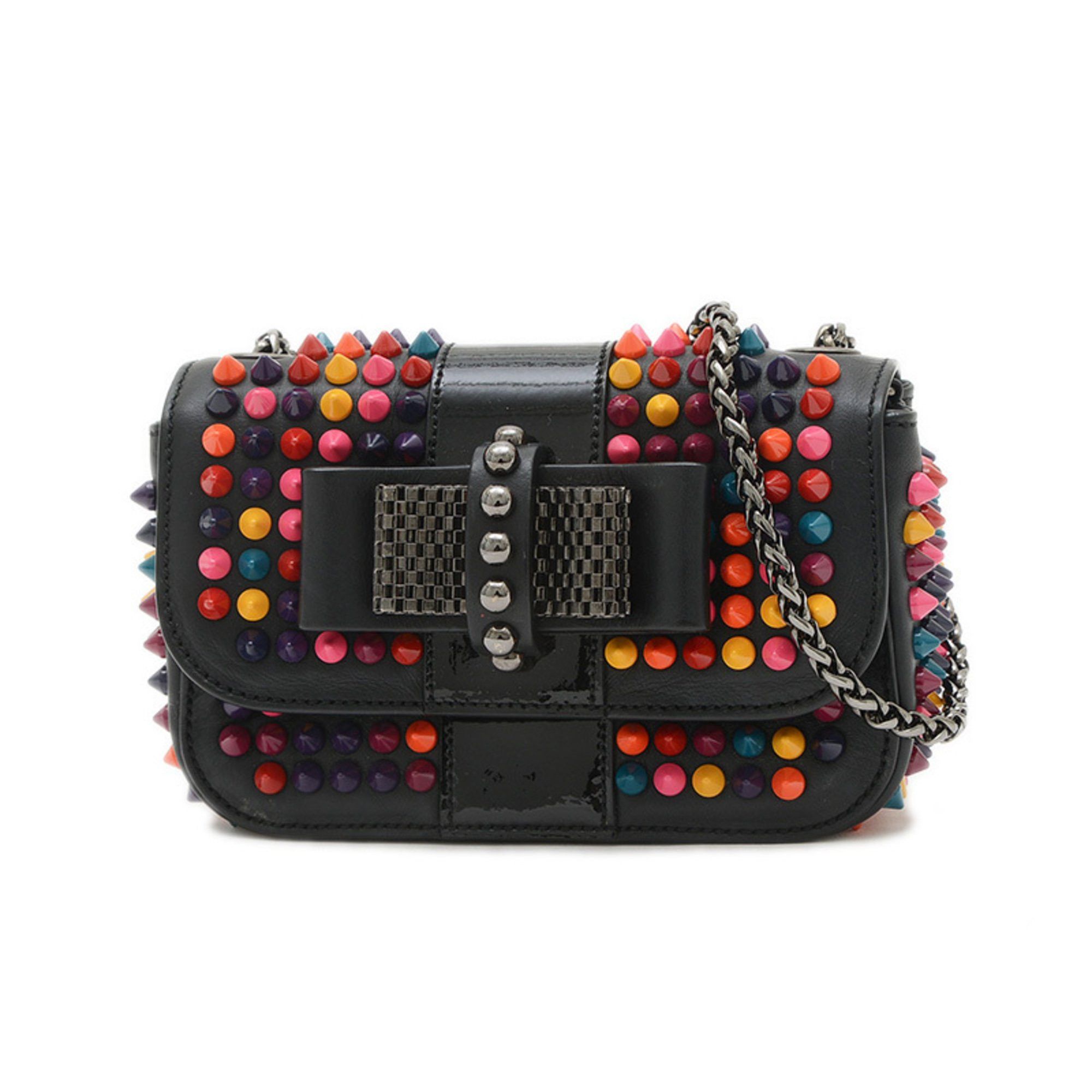 Christian Louboutin Sweet Charity Studded Chain Shoulder Bag Black Multicolor, Women's