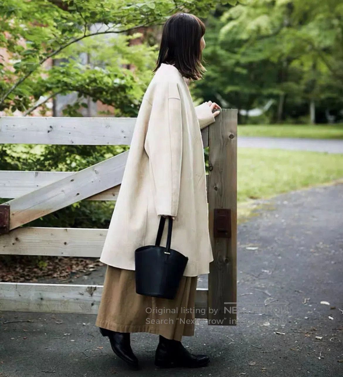 Vintage Sunny Clouds Women's Collarless Faux Sheepskin Coat. Size L / US 10 / IT 46 - 5 Thumbnail