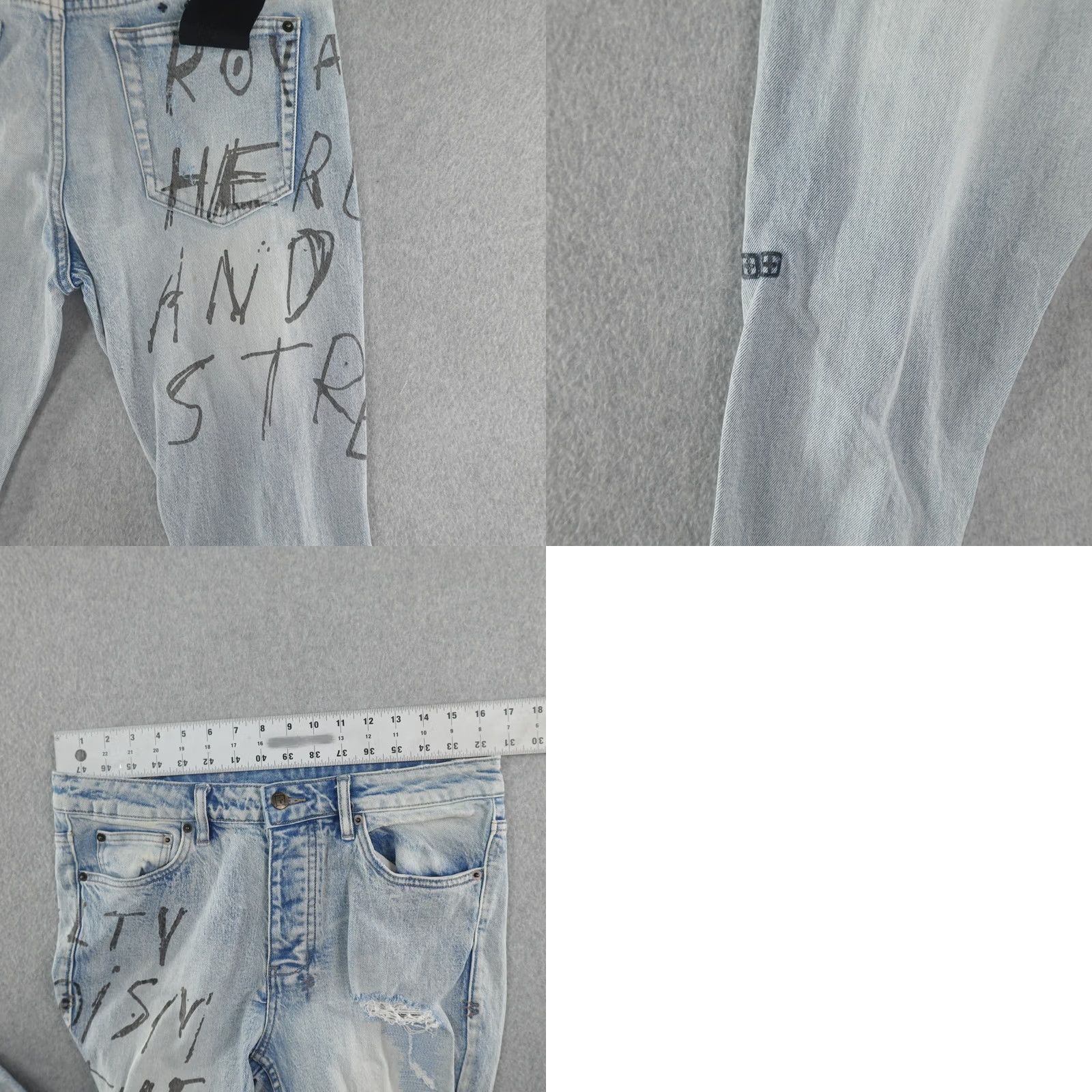 Ksubi ksubi Jeans Slim Men (33X33) Distressed Blue Denim 5-Pocket Button Closure Regular Inseam 33" Cotton Slim Fit Size US 32 / EU 48 - 10 Thumbnail