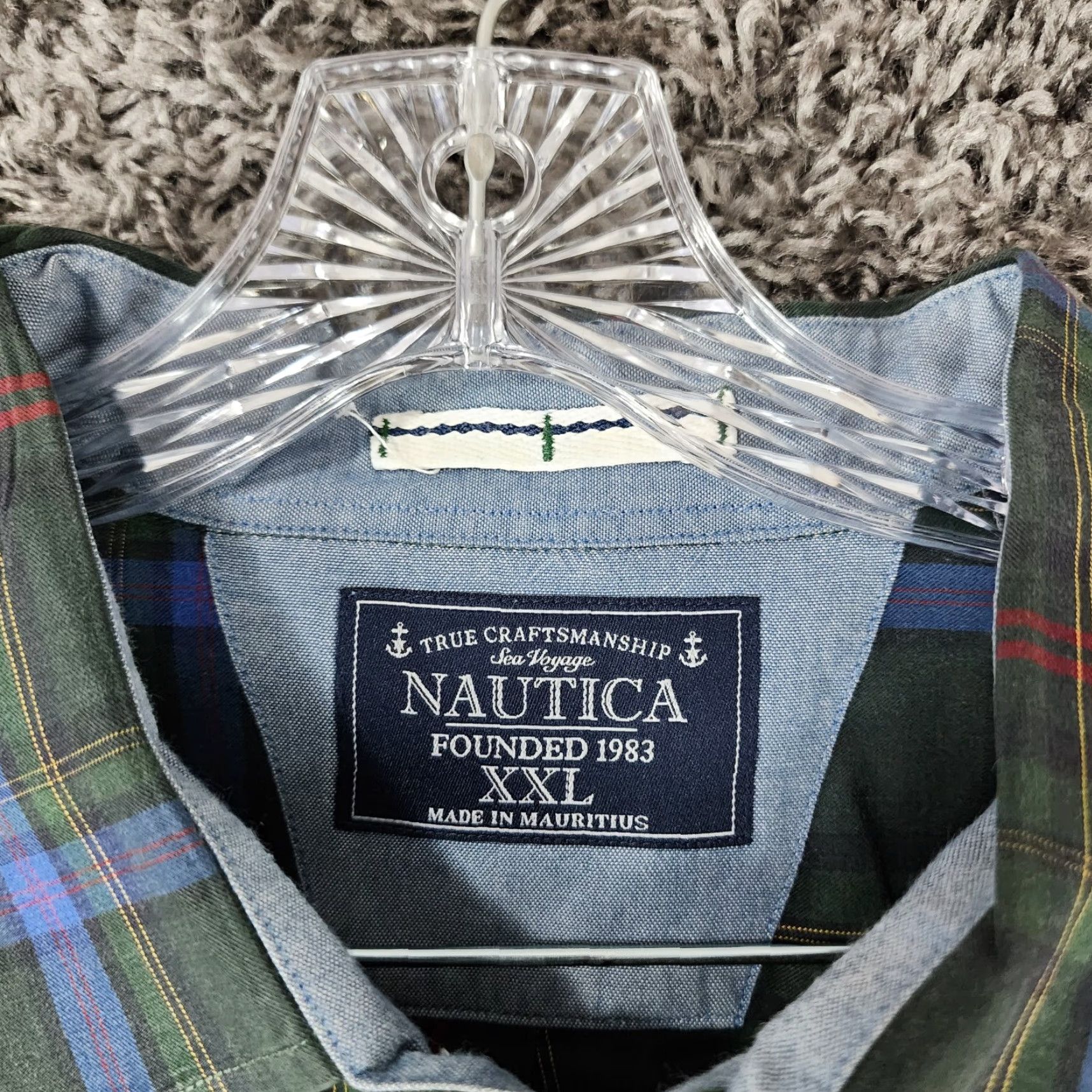 Nautica NAUTICA Mens Green Plaid Button-Up Shirt Long Sleeve 2XL Size US XXL / EU 58 / 5 - 4 Thumbnail
