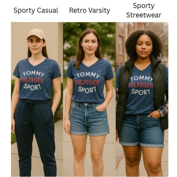 Tommy Hilfiger Tommy Hilfiger Sport S Blue V-Neck Logo Tee Graphic T-Shirt Size S / US 4 / IT 40 - 6 Thumbnail