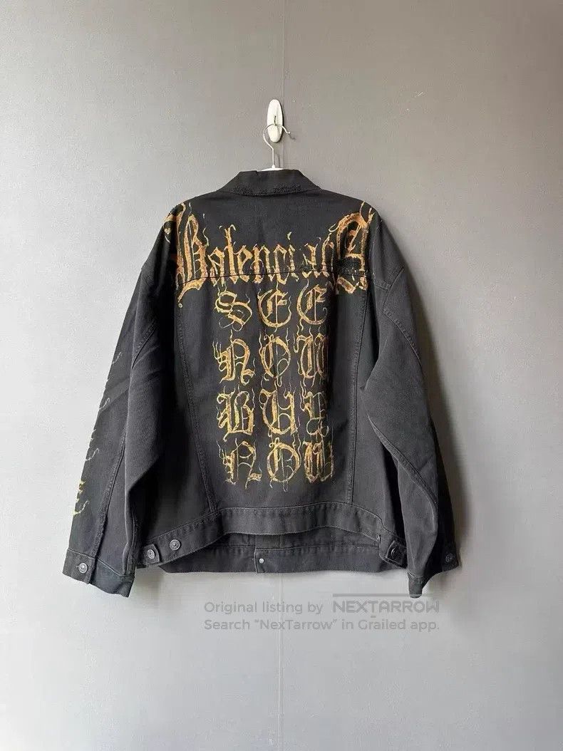 Balenciaga Balenciaga Sanskrit Destroyed Denim Jacket Size US S / EU 44-46 / 1 - 2 Thumbnail