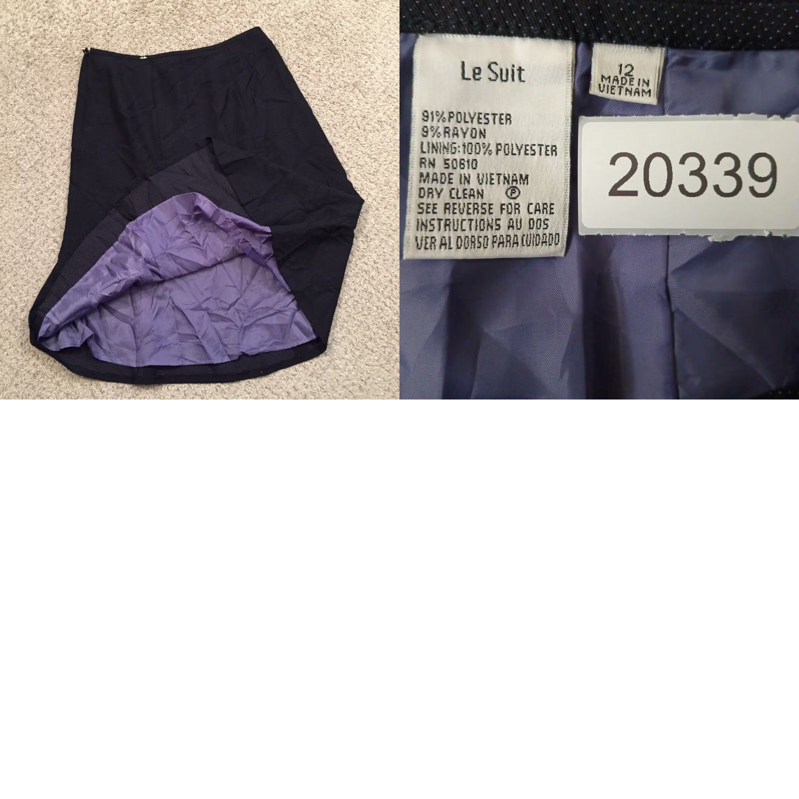 Vintage Le Suit Skirt Knee Length Black Lined Polka Dot Size 12 Women A-Line Regular Polyester Rayon Vintage No Dry Clean Only Pants? Size 34" / US 12 / IT 48 - 8 Thumbnail