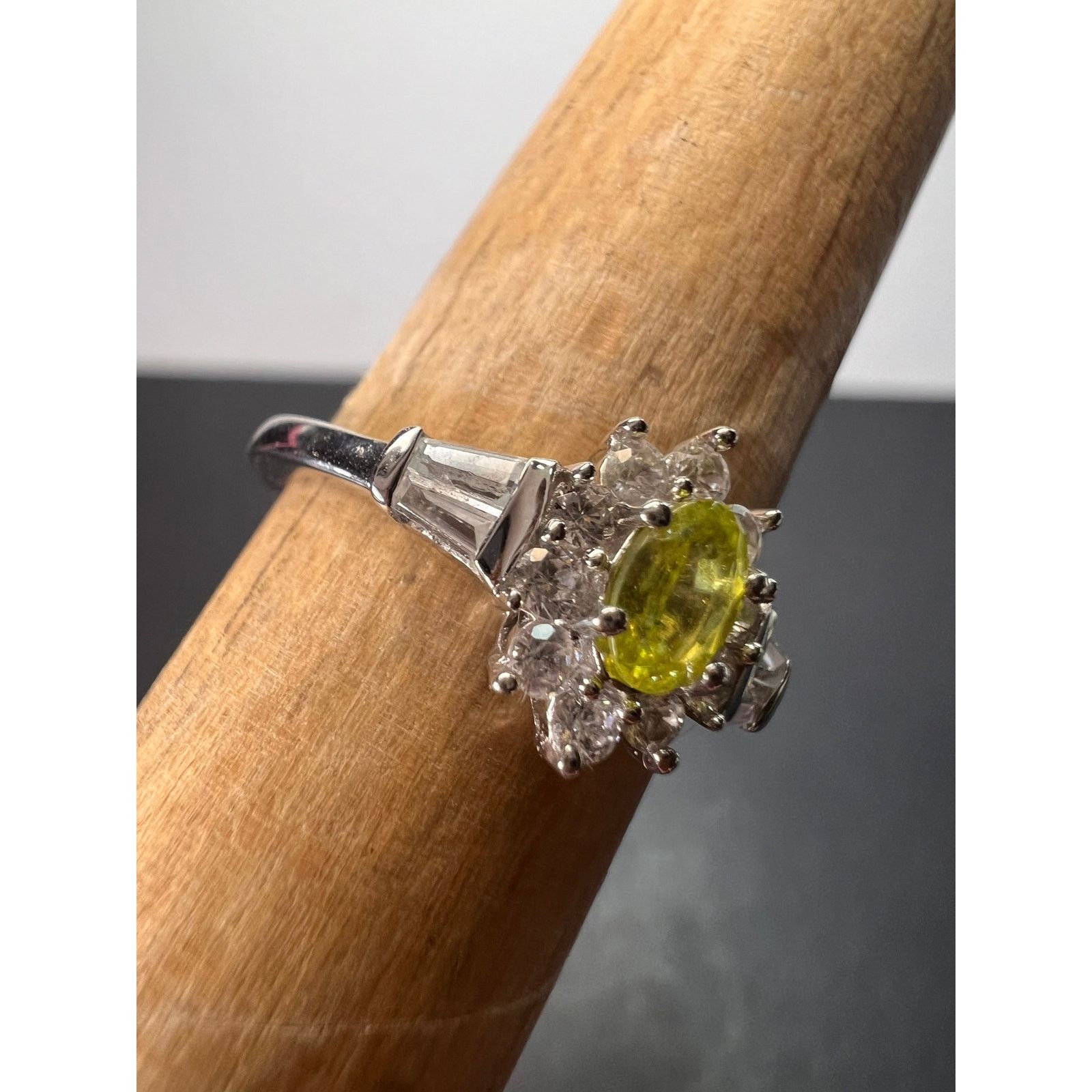 Other NEW Sphene halo ring in rhodium over sterling silver size 5 Size ONE SIZE - 6 Thumbnail