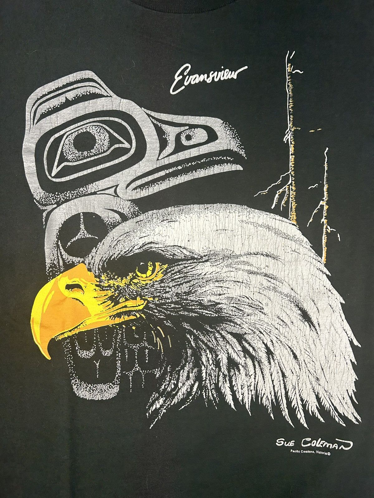 Vintage Crazy Vintage 90s Essential Black Eagle Nature Animal Shirt Size US L / EU 52-54 / 3 - 2 Thumbnail