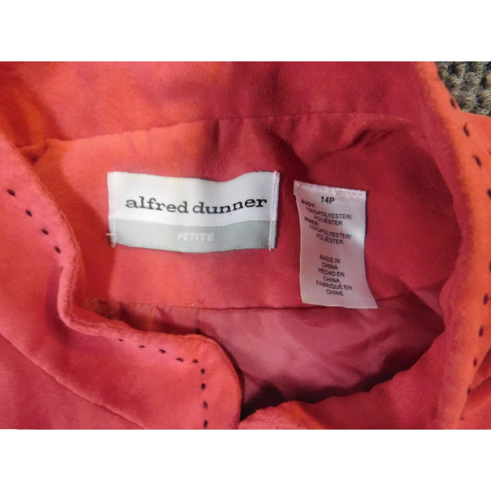 Vintage Alfred Dunner Jacket 14P Pink Full Zip Womens Petite Casual Knit Embroidered Solid Mid-Length Long Sleeve Regular Jacket Size XL / US 12-14 / IT 48-50 - 5 Thumbnail