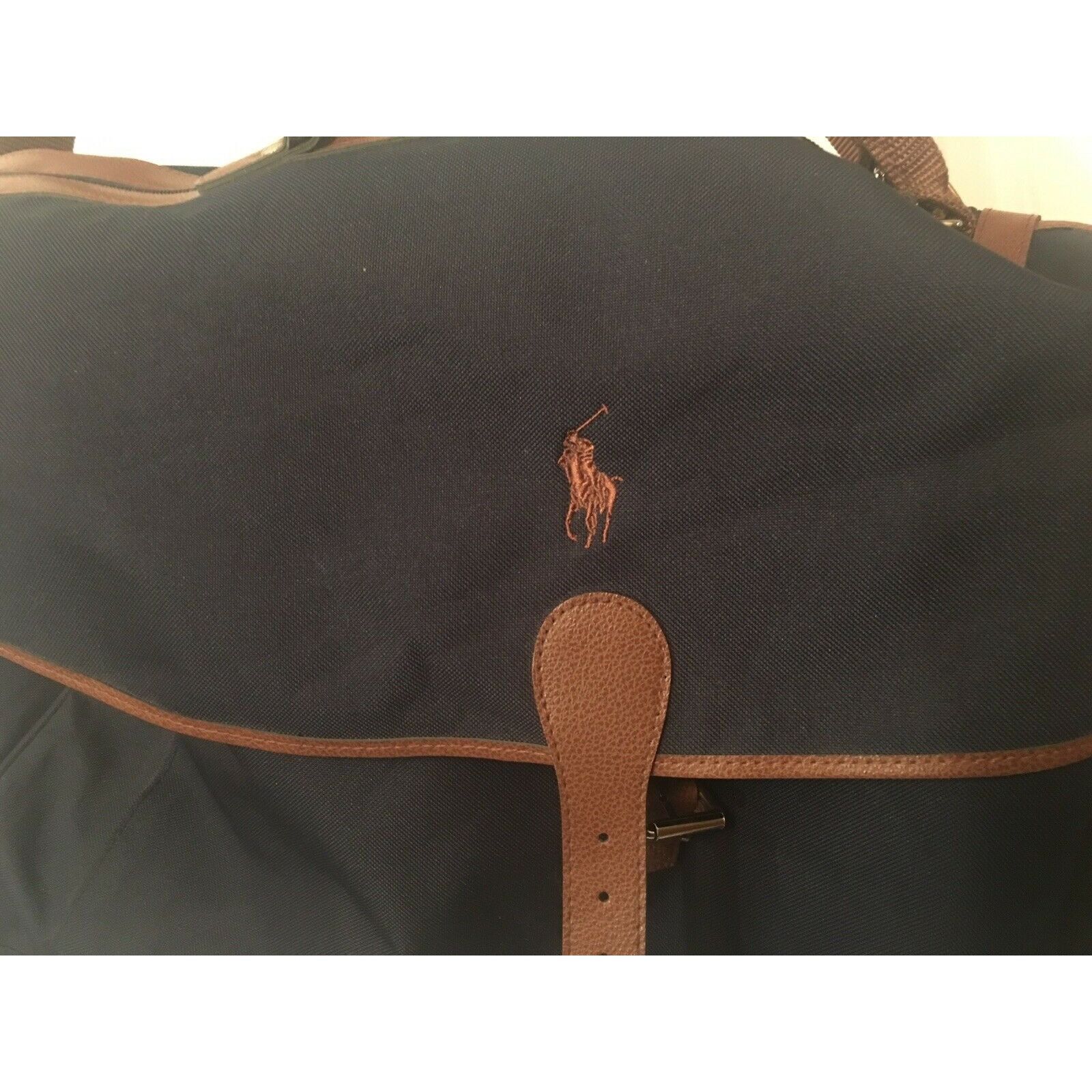 image of Polo Ralph Laurent Duffel Bag Large Canvas Blue Brown Carry O, Men's
