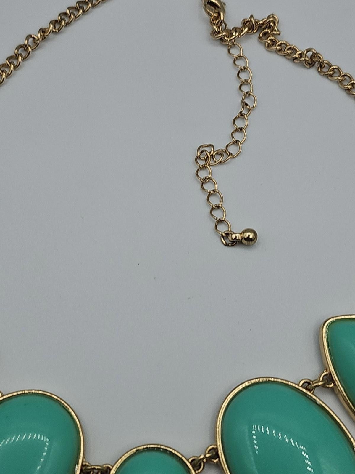 Aquascutum Aqua Acrylic Stone Gold Tone Bib Max Length 18" Necklace Size ONE SIZE - 7 Thumbnail