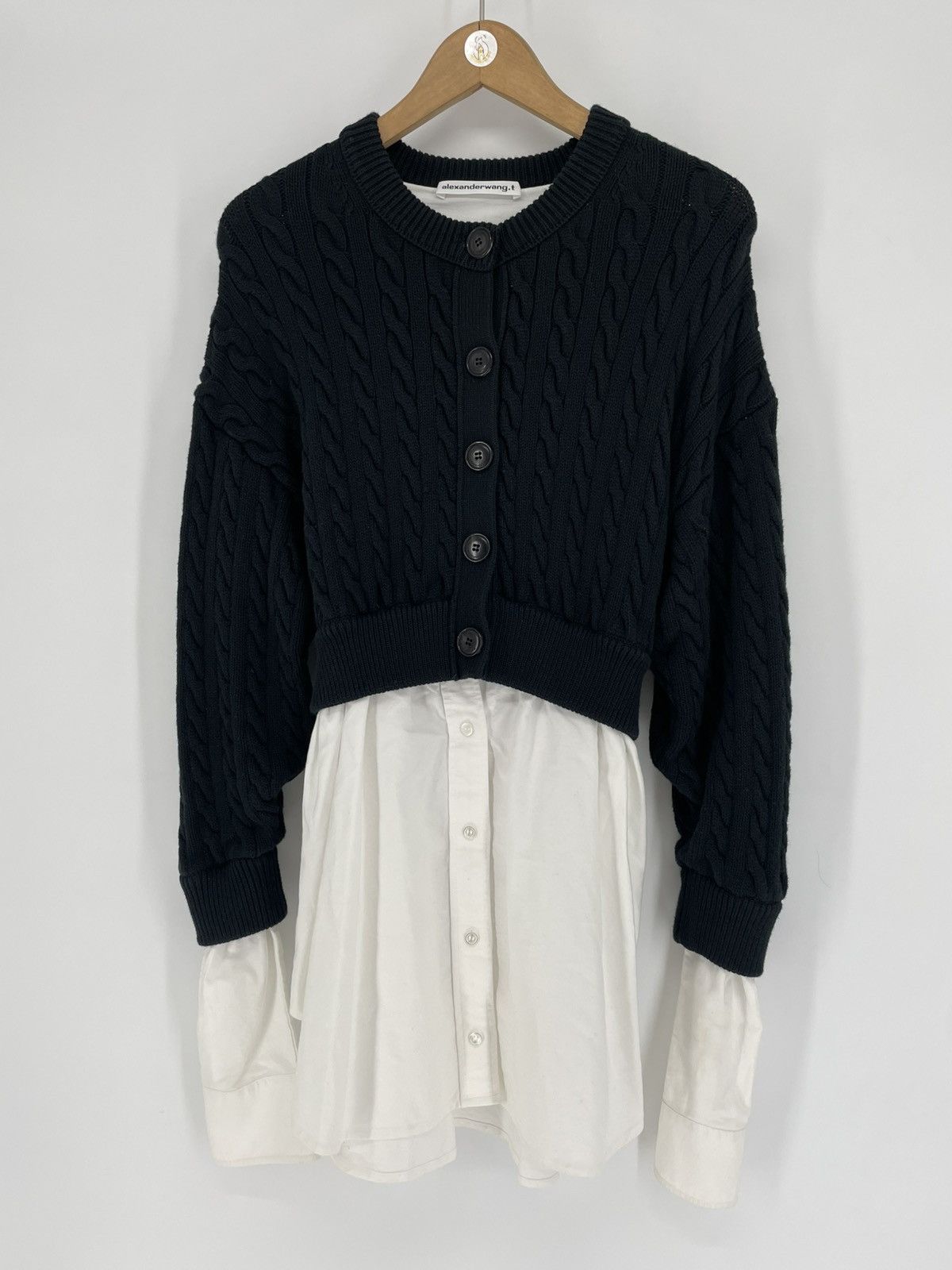 T by Alexander Wang T by Alexander Wang Bi Layer Cable Knit Cardigan Size XS / US 0-2 / IT 36-38 - 2 Thumbnail