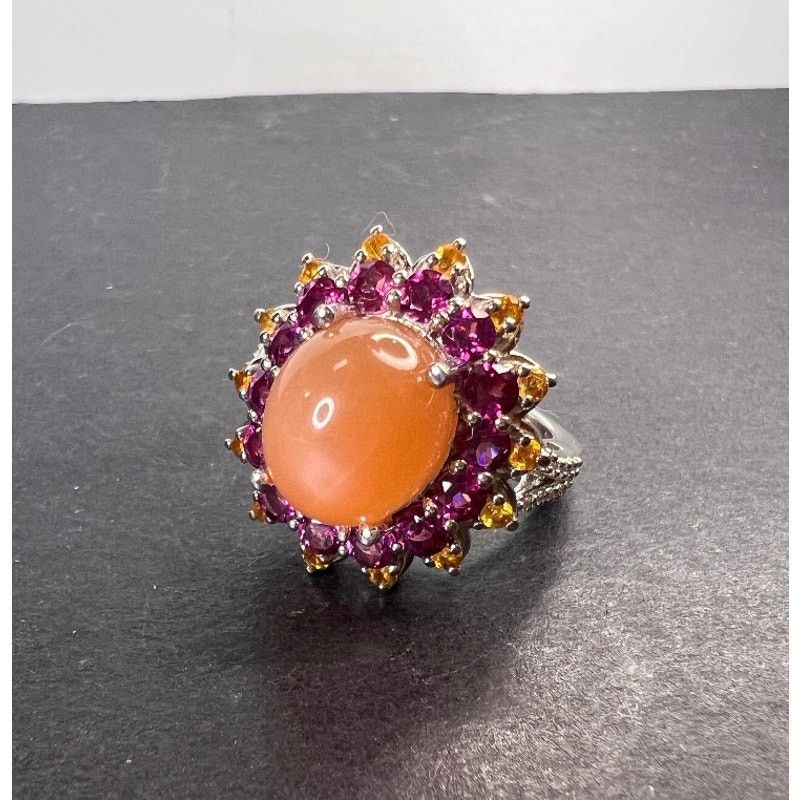 Other Peach moonstone rhodolite ring in sterling silver size 7 Size ONE SIZE - 10 Thumbnail