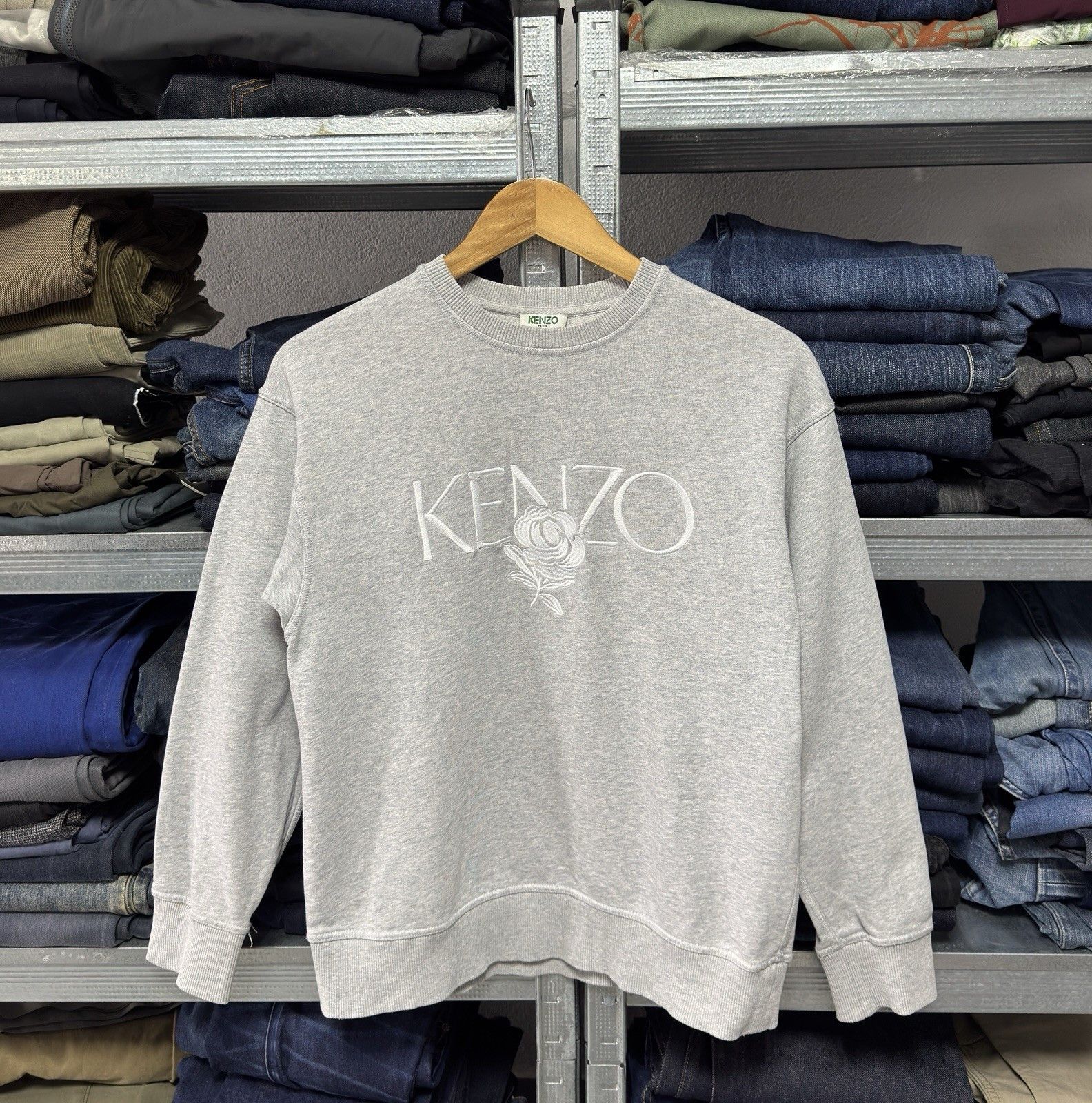 Kenzo KENZO Paris Flower Icon Gray Sweatshirt Made in Portugal Size XS / US 0-2 / IT 36-38 - 1 Thumbnail
