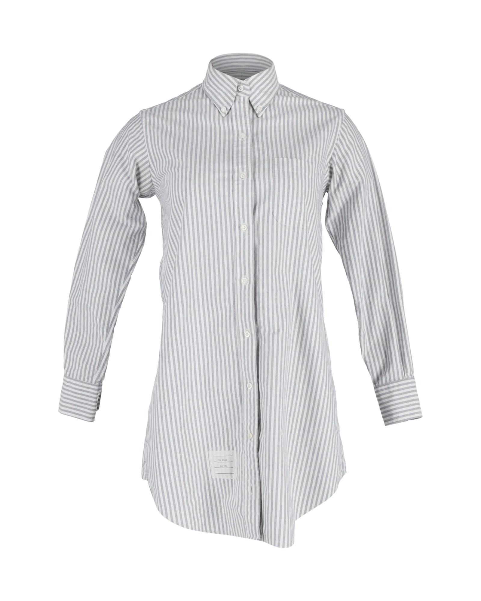 image of Thom Browne Striped Mini Dress In White Cotton, Women's (Size Small)