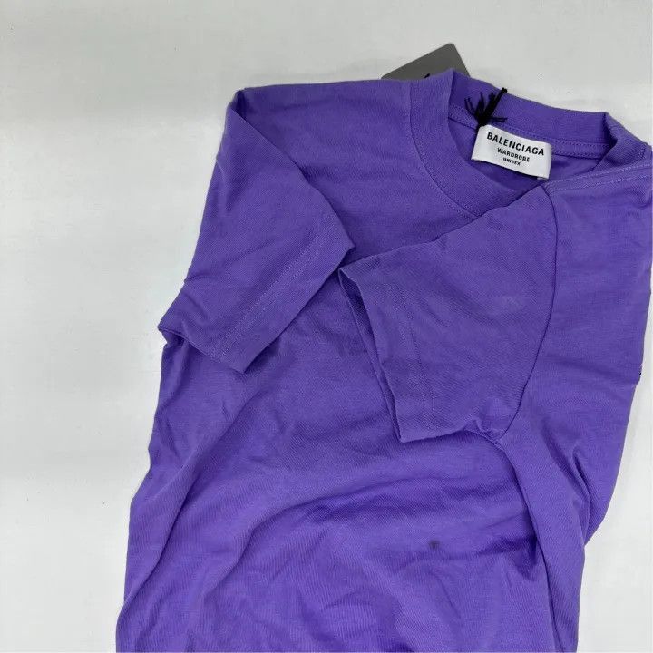 Balenciaga Balenciaga Purple Printed Short Sleeve Regular T-Shirt 0079 Size XS / US 0-2 / IT 36-38 - 6 Thumbnail