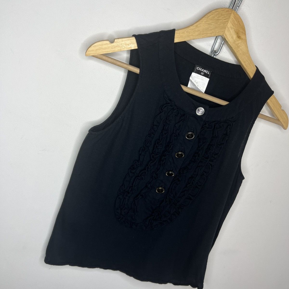 Chanel Chanel Cotton Black Blouse Top Vintage Classic Luxury Size XS / US 0-2 / IT 36-38 - 3 Thumbnail