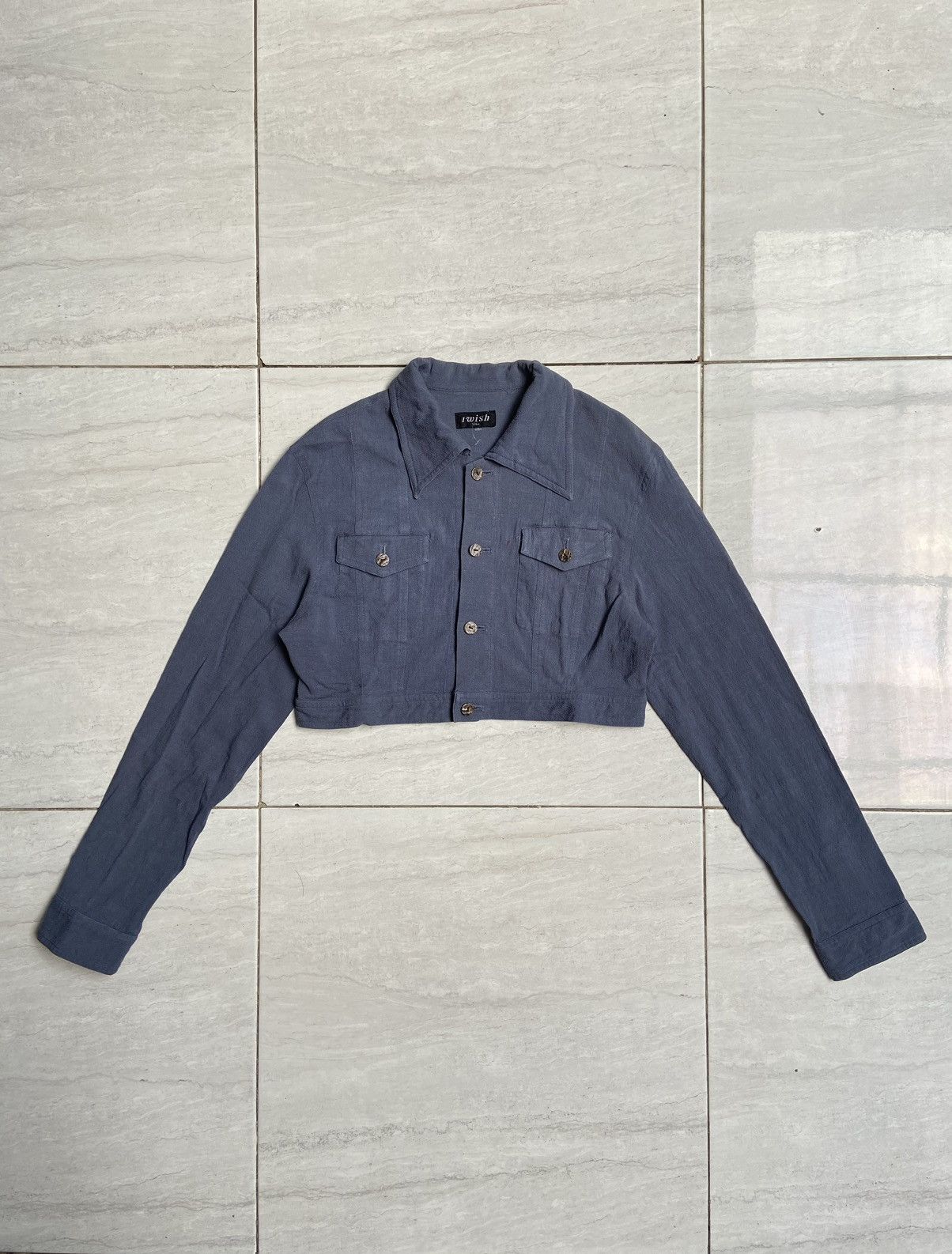 image of Yohji Yamamoto x YS I Wish By Y’S Bis Crop Shirt in Blue, Men's (Size Small)