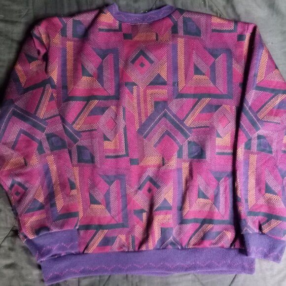 Other Vintage Donnkenny Geometric AOP Crewneck Sweatshirt Size US L / EU 52-54 / 3 - 5 Thumbnail
