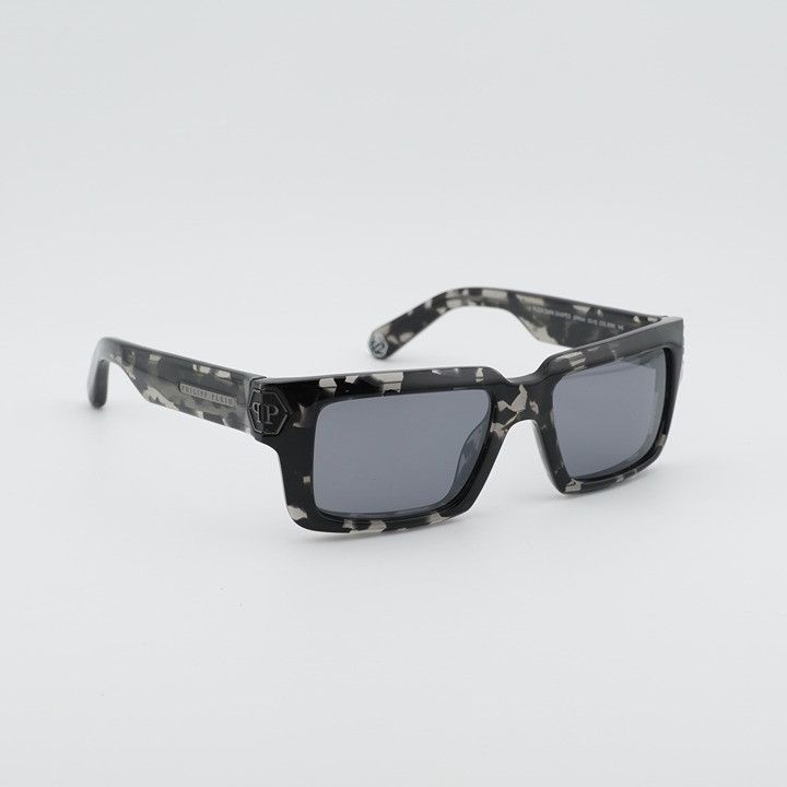 Philipp Plein Philipp Plein SPP044M 809X Sunglasses Black Rectangle Frame Size ONE SIZE - 7 Thumbnail