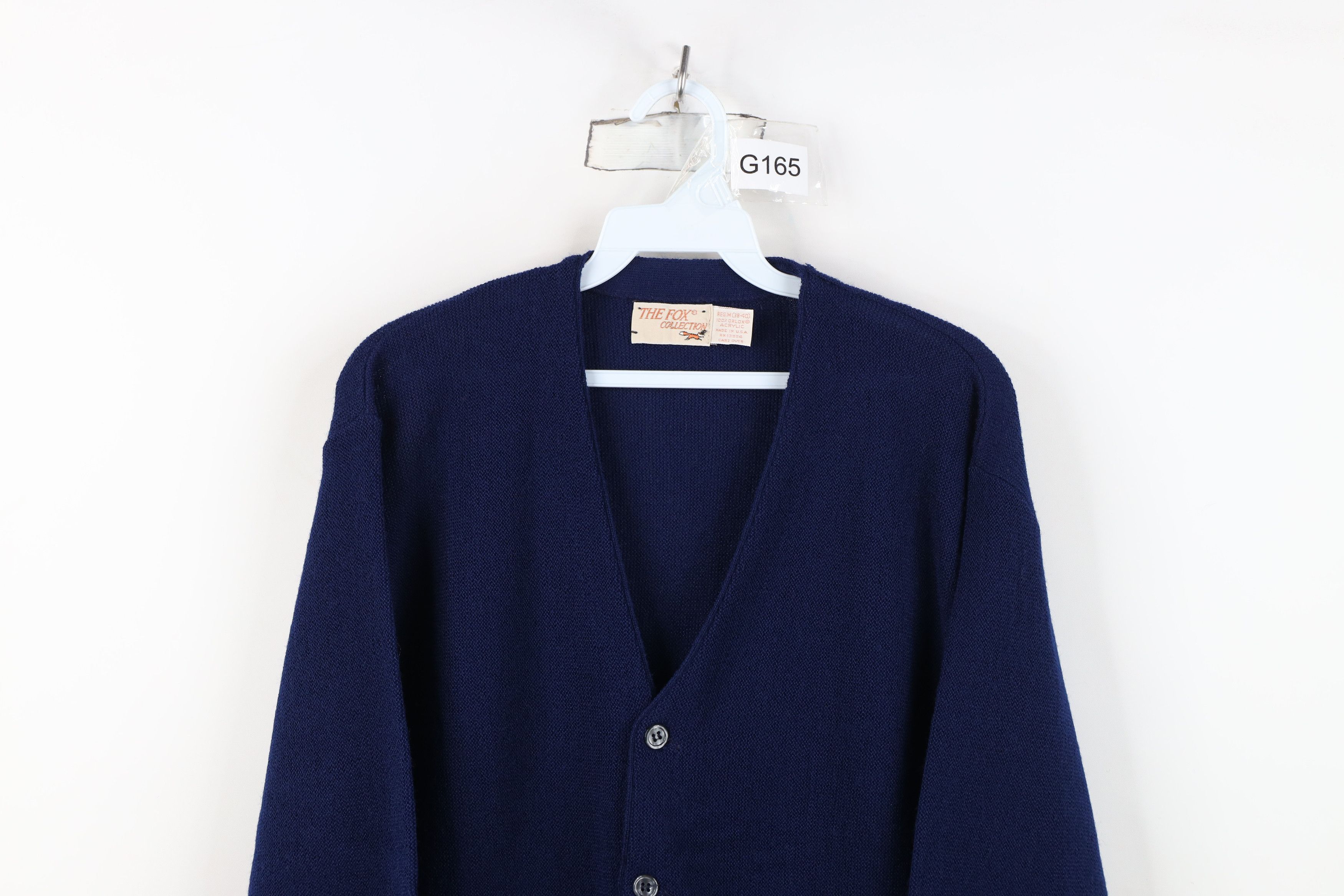 Vintage Vintage 70s Streetwear Blank Knit Cardigan Sweater Blue USA Size US M / EU 48-50 / 2 - 2 Thumbnail