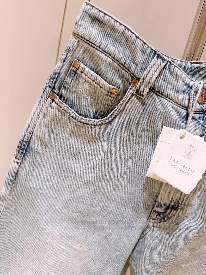 Brunello Cucinelli Brunello Cucinelli Light Blue Washed Denim Wide Leg Jeans Size 25" / US 0 / IT 36 - 3 Thumbnail