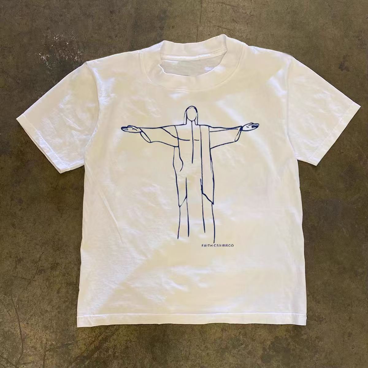 Vintage White street washed retro God print t-shirt Size US 32 / EU 48 - 1 Thumbnail