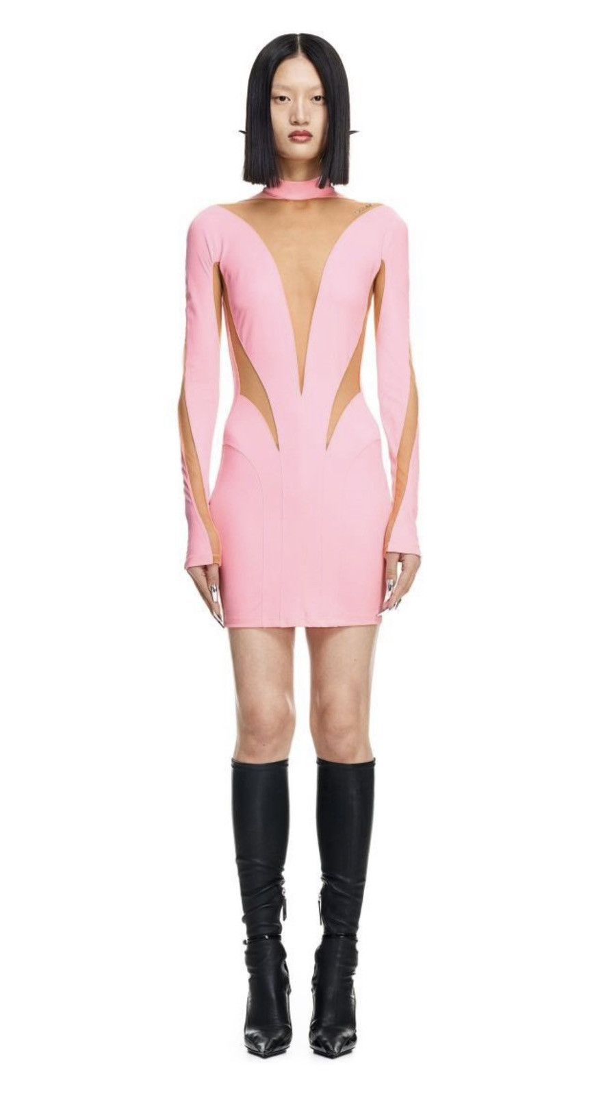 H&M × Mugler Mesh-paneled Mini Dress Size XXS / US 00 / IT 34 - 1 Thumbnail