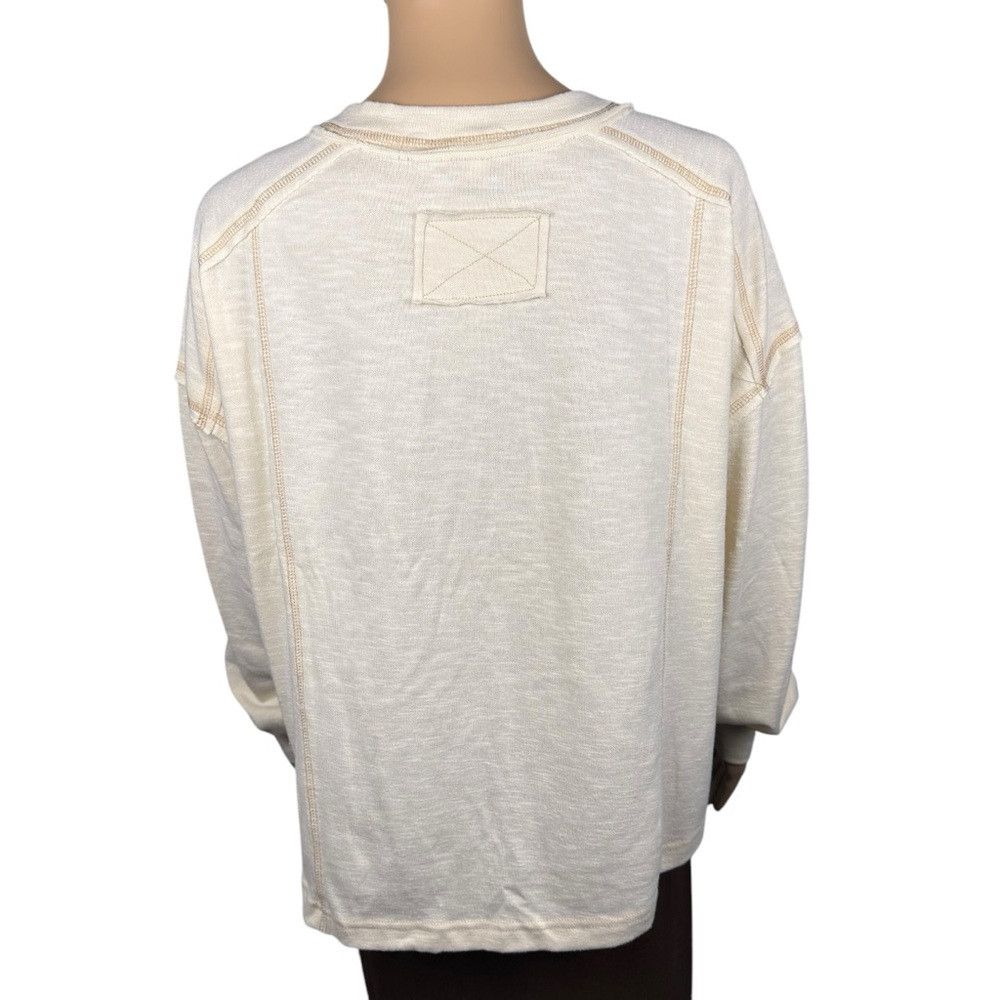 Other NWT New Blu Pepper Contrast Stitch Long Sleeve Henley Ivory Size S / US 4 / IT 40 - 5 Thumbnail