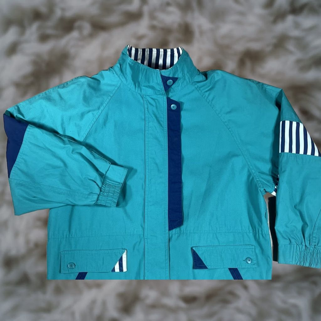 Altea Vintage Mariel 80’s Jacket Coat With Shoulder Pads Green Teal Blue Womens M Coat Size M / US 6-8 / IT 42-44 - 1 Thumbnail
