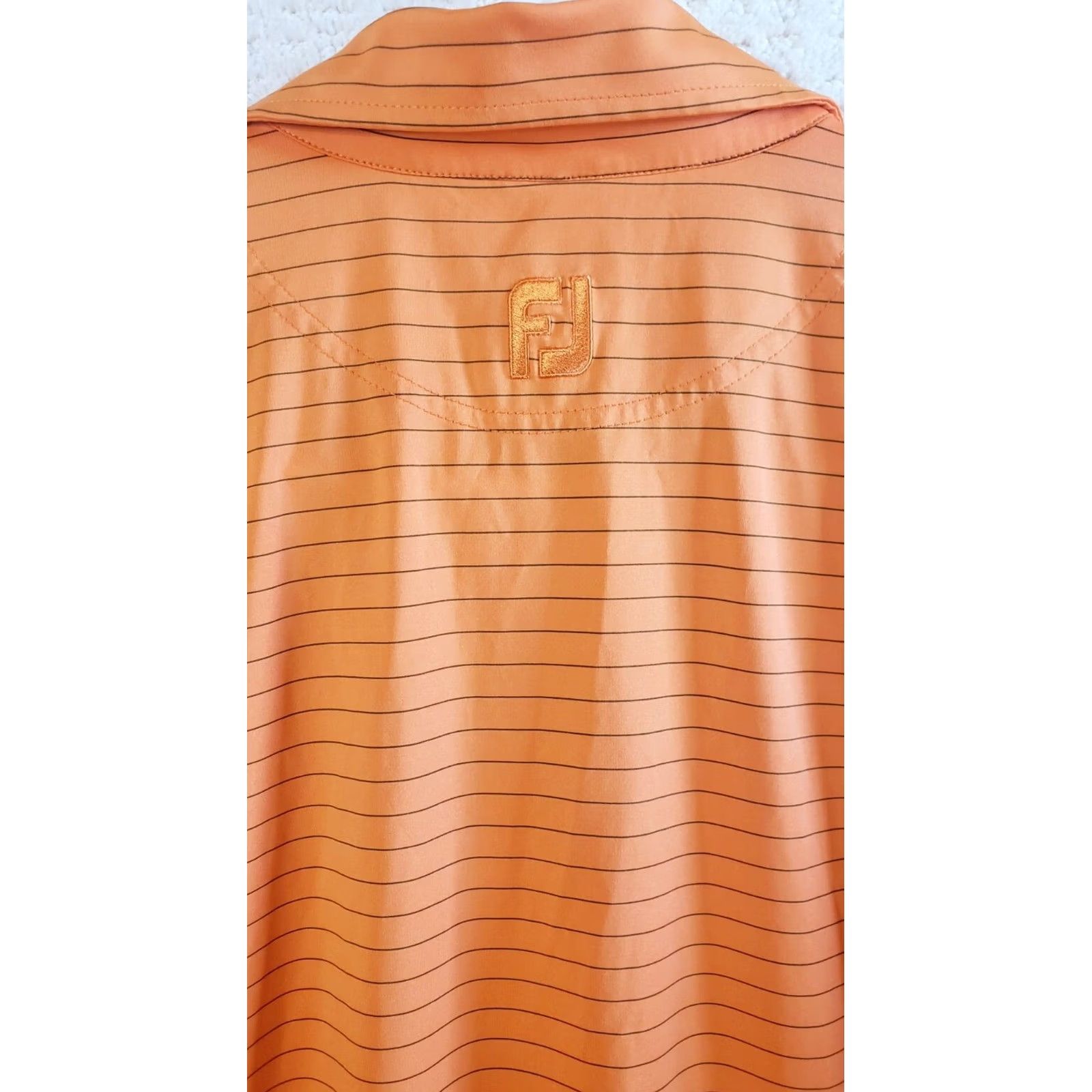 Footjoy FootJoy Polo Shirt Mens Medium Orange Black Striped Golfing Outdoor FJ Back Logo Casual Golf Apparel Size US M / EU 48-50 / 2 - 7 Thumbnail
