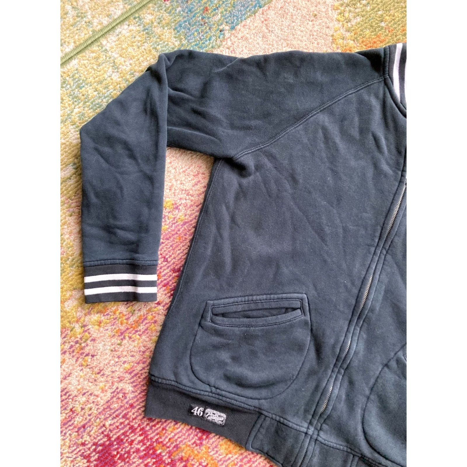 Polo Ralph Lauren VINTAGE Polo Ralph Lauren Bomber Jacket Mens L Black Full Zip Varsity Retro Torn Lining, Cuff Wear Size US L / EU 52-54 / 3 - 2 Thumbnail