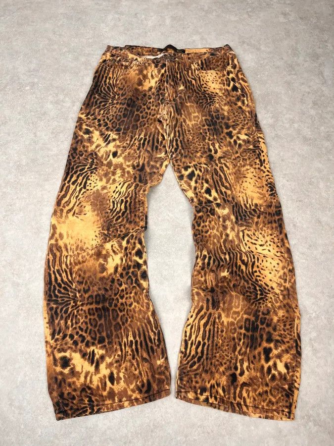 Roberto Cavalli 2000s Cavalli Leopard Hallucination Black & Beige Pants Size US 32 / EU 48 - 1 Thumbnail