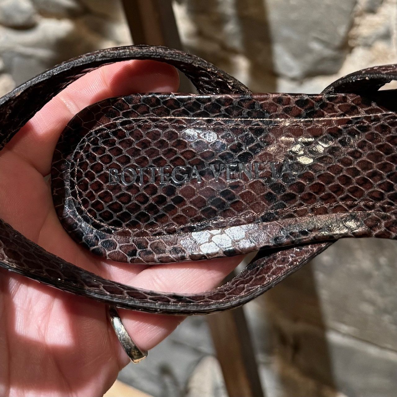 Bottega Veneta Bottega Veneta Brown Python Embossed The Spiral Sandals Size US 5 / IT 35 - 11 Thumbnail