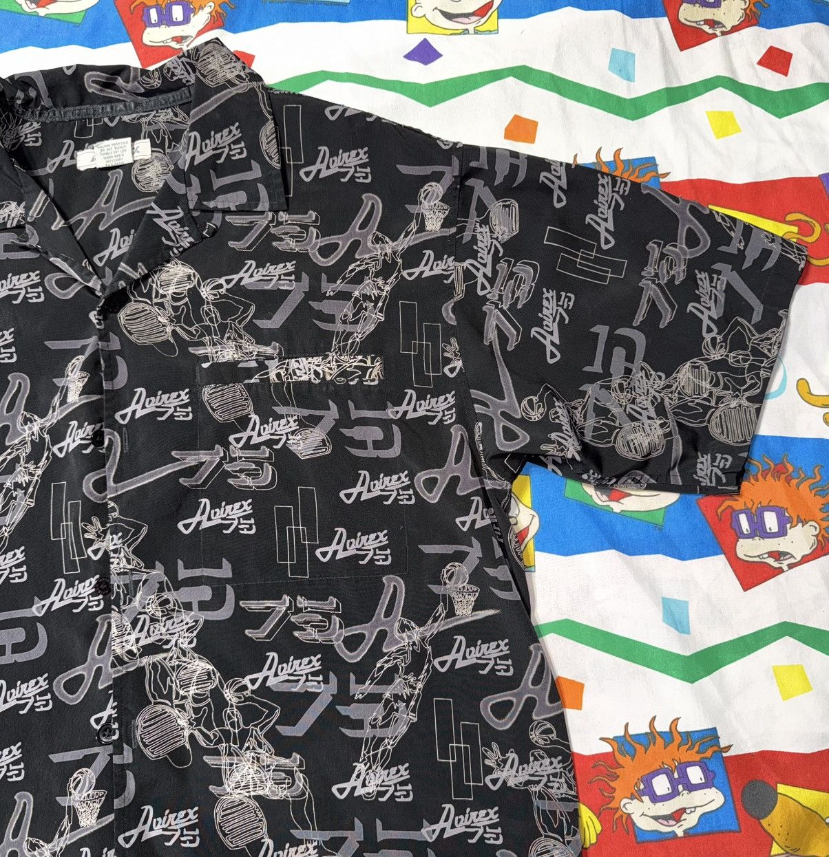 Avirex Y2K Avirex Black Basketball Short Sleeve Button Down Shirt Size US L / EU 52-54 / 3 - 2 Thumbnail