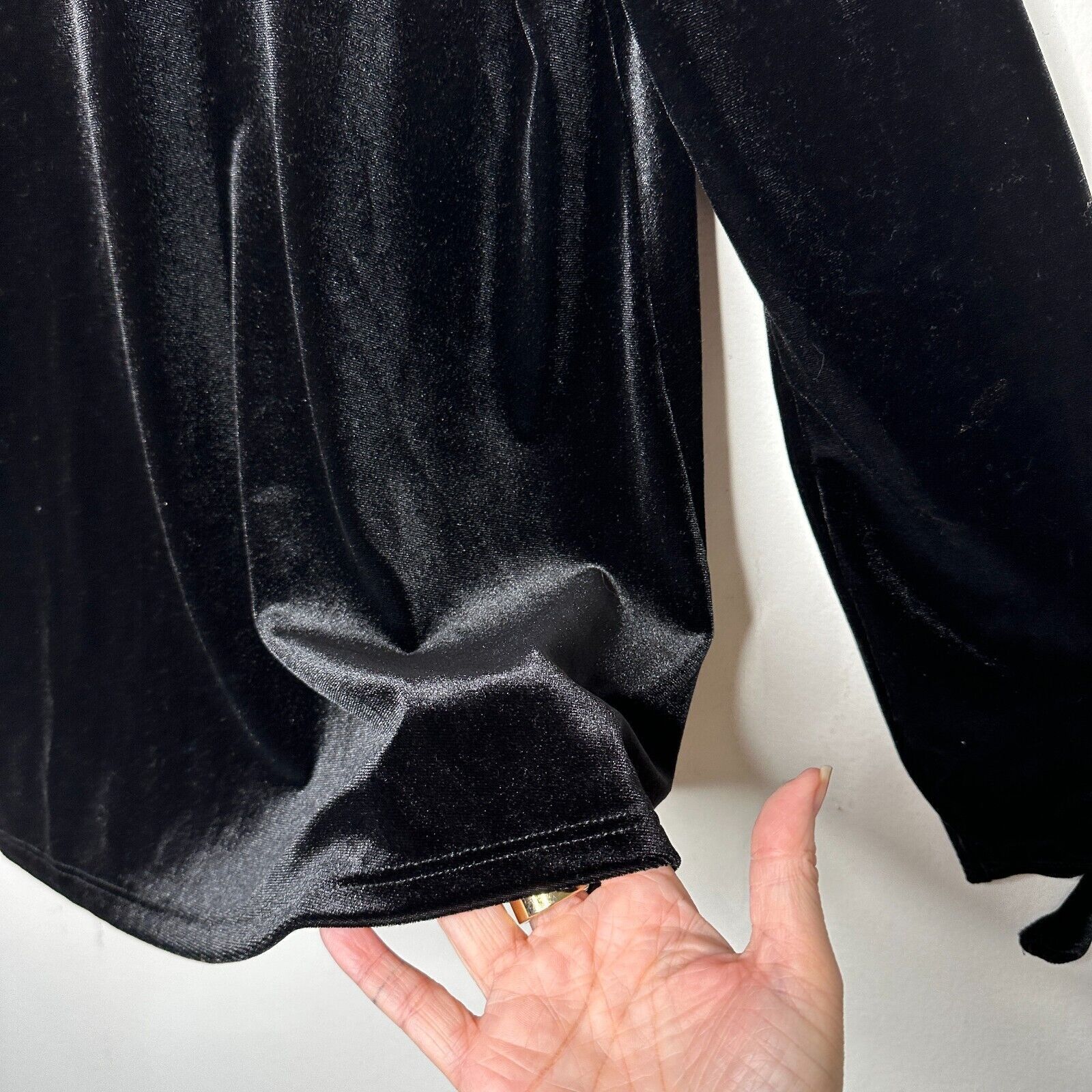 Other Jet Black Velvet Waterfall Open Cardigan Long Sleeve Ties M Size M / US 6-8 / IT 42-44 - 10 Thumbnail