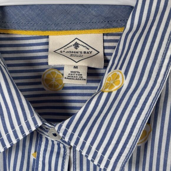 St. Johns Bay St. John's Bay Women Button Up Spring Shirt Blue Striped M Size M / US 6-8 / IT 42-44 - 2 Thumbnail