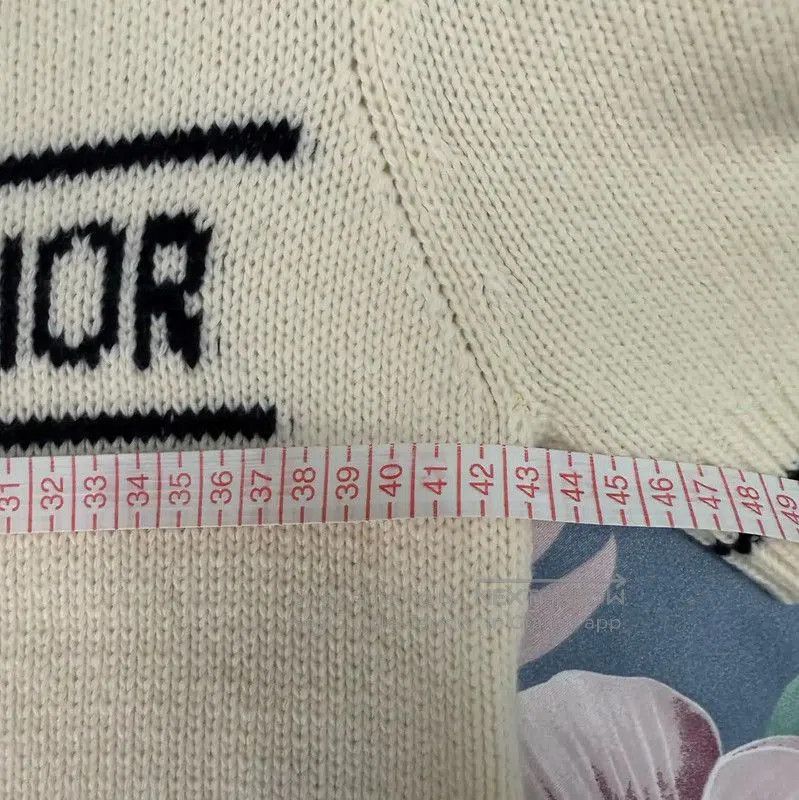 Dior Dior Cream Wool Logo Short-Sleeve Sweater . Size L / US 10 / IT 46 - 8 Thumbnail