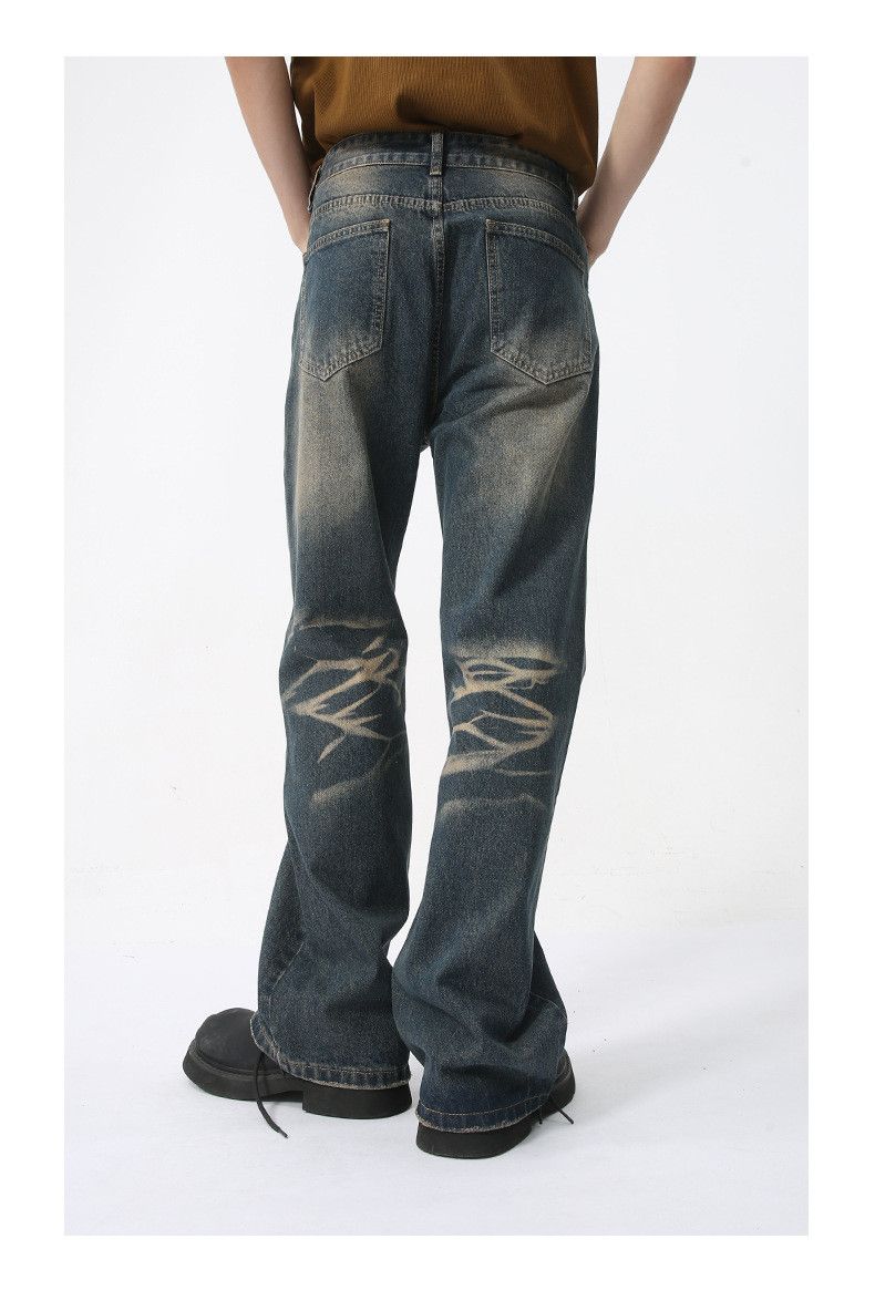 Japanese Brand × Jean American high street washed pattern flared jeans casual Size US 32 / EU 48 - 4 Thumbnail