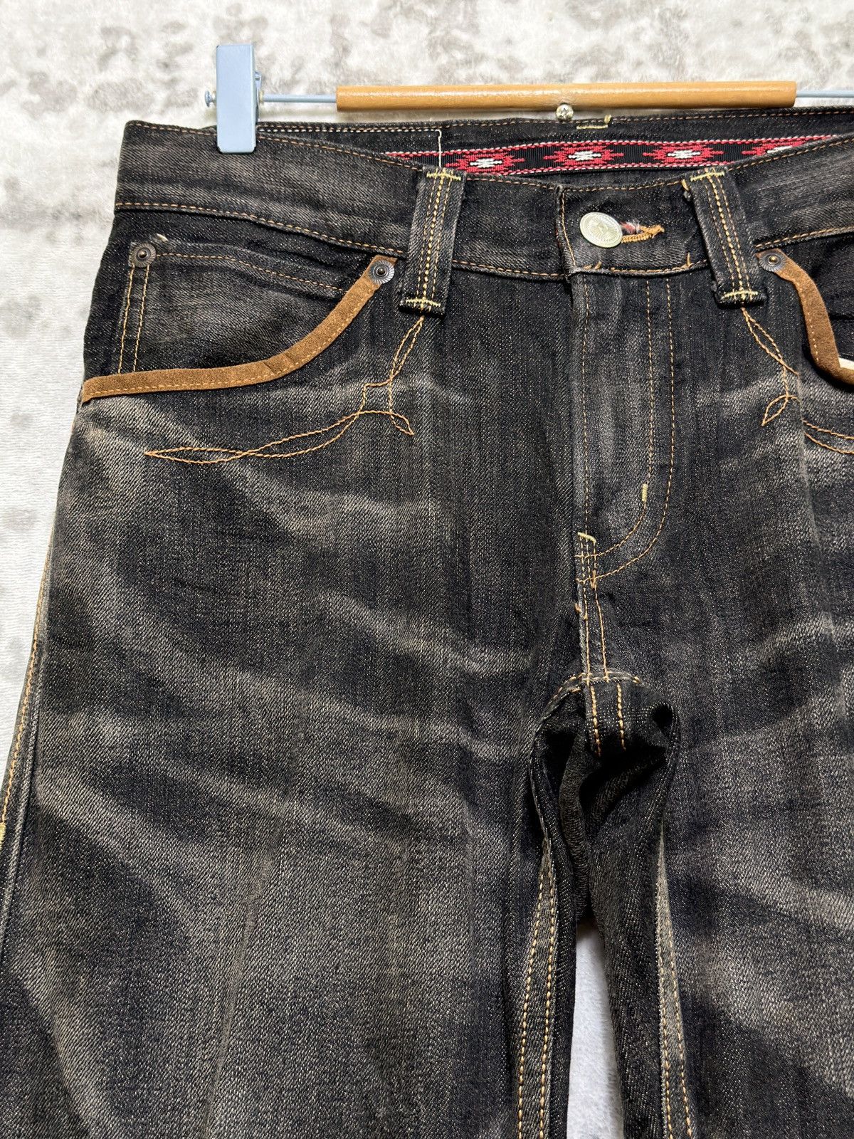 Kapital Edwin 434XVS Vintage Faded Black Denim Honeycomb Whisker Fit Size US 32 / EU 48 - 4 Thumbnail