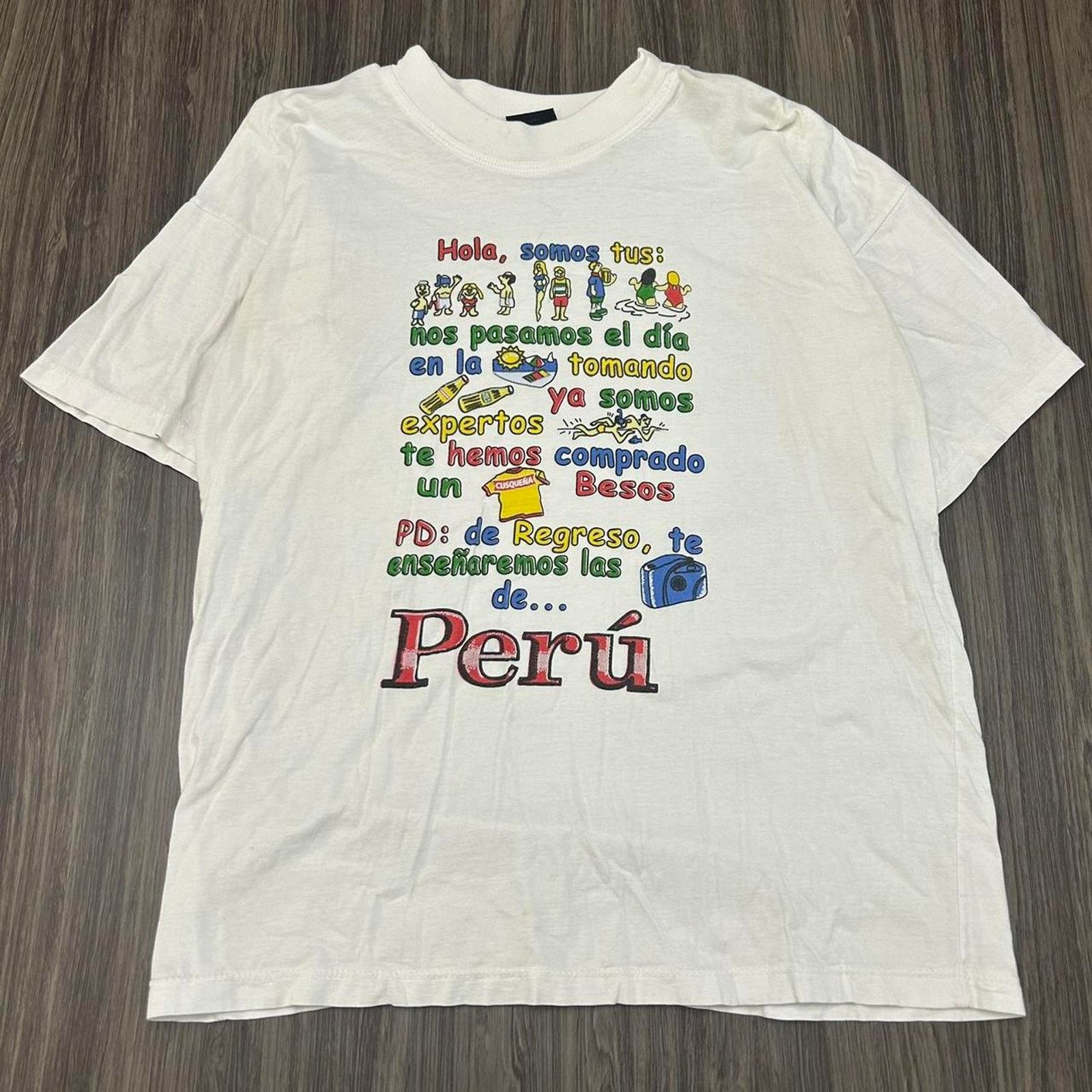 Vintage Vintage 90s Visiting Peru Location Tee. Sz L Size US L / EU 52-54 / 3 - 1 Thumbnail