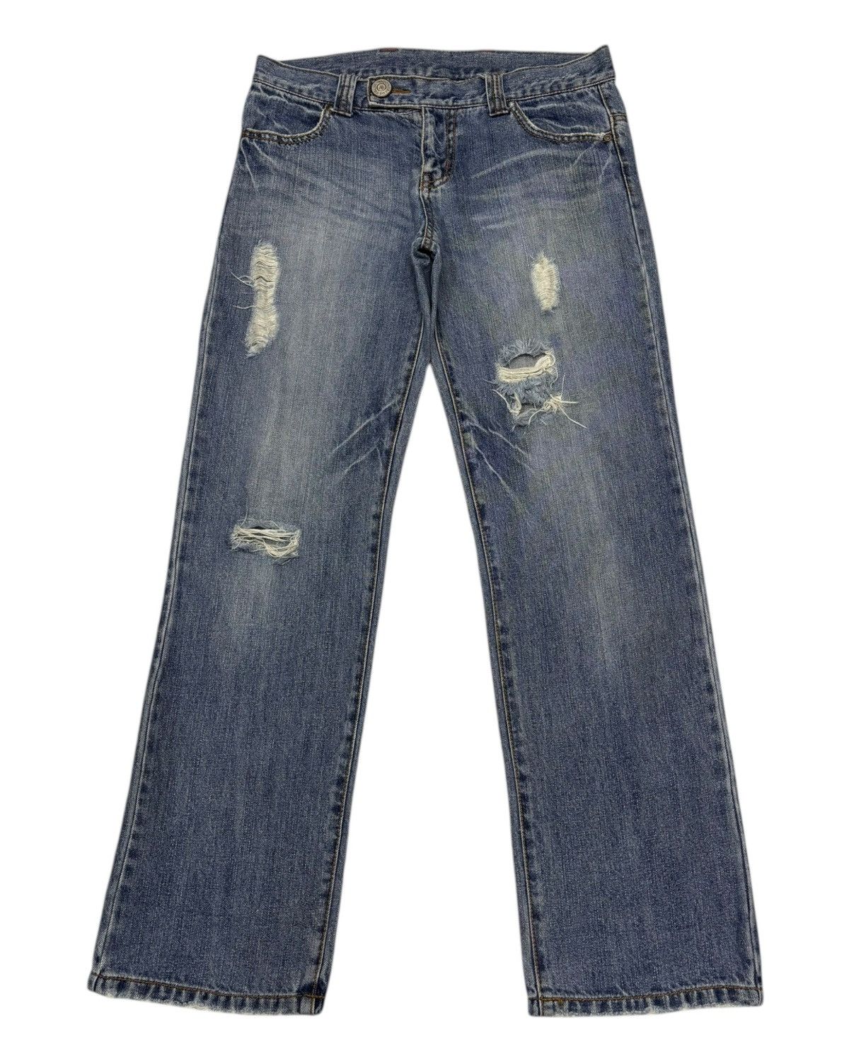 Beauty Beast × Hysteric Glamour Vintage Blue Moon Blue Baggy Jeans DISTRESSED DENIM Size US 34 / EU 50 - 2 Thumbnail