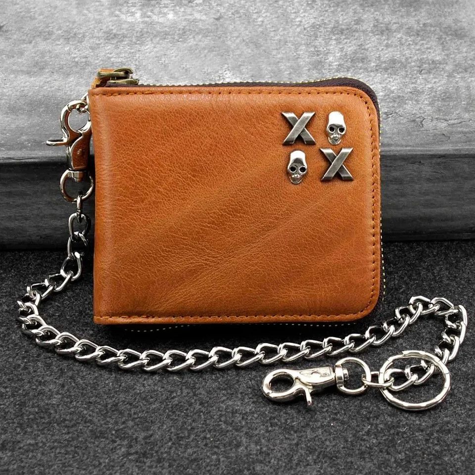 Japanese Brand Skull pinned wallet with chain Size ONE SIZE - 1 Thumbnail