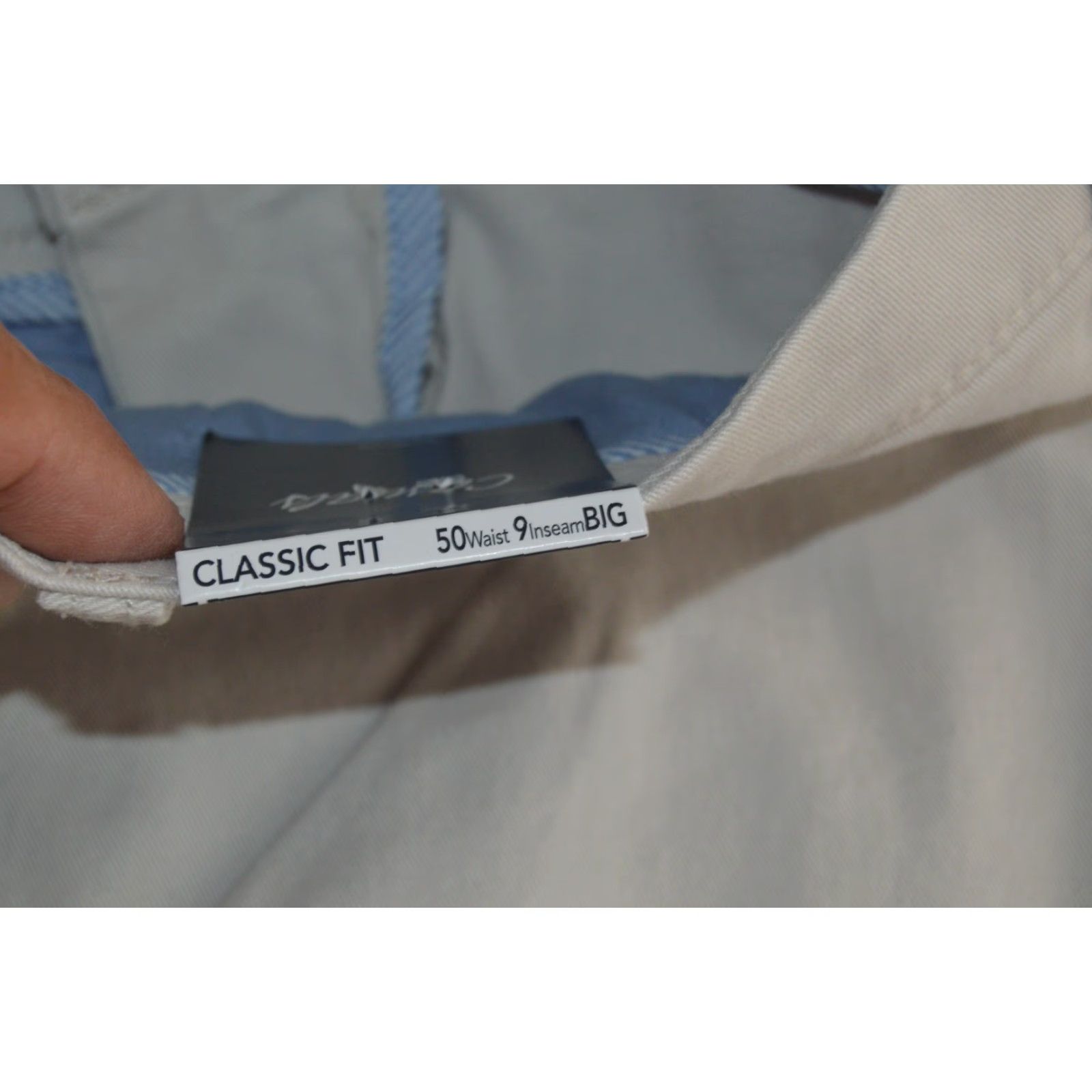 Roundtree & Yorke NWT Roundtree & Yorke Casuals Shorts Big Men's Stone 50/9" Chino Stretch Canvas Beige Front Pockets Flat Front 9 in Inseam Size US 34 / EU 50 - 5 Thumbnail