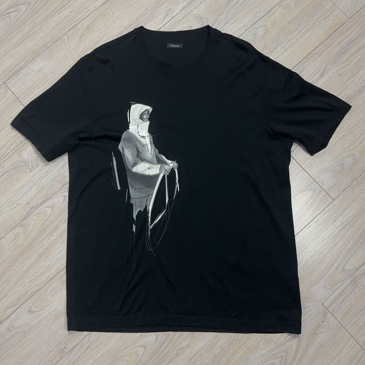 Designer Zzegna Cotton Black Classic T-Shirt Size US L / EU 52-54 / 3 - 1 Thumbnail