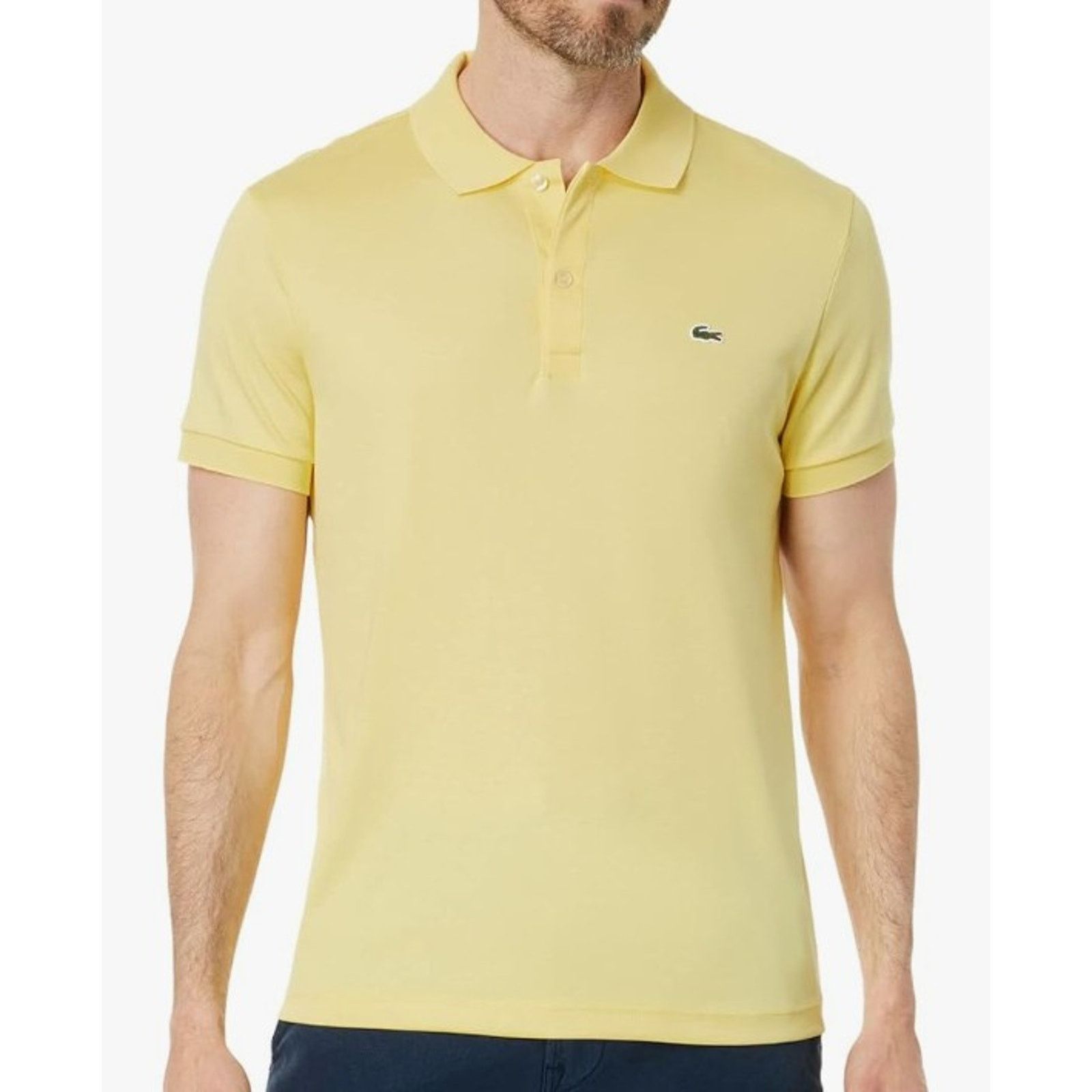 Lacoste Mens Short Sleeve Pima Jersey Regular Polo Yellow M